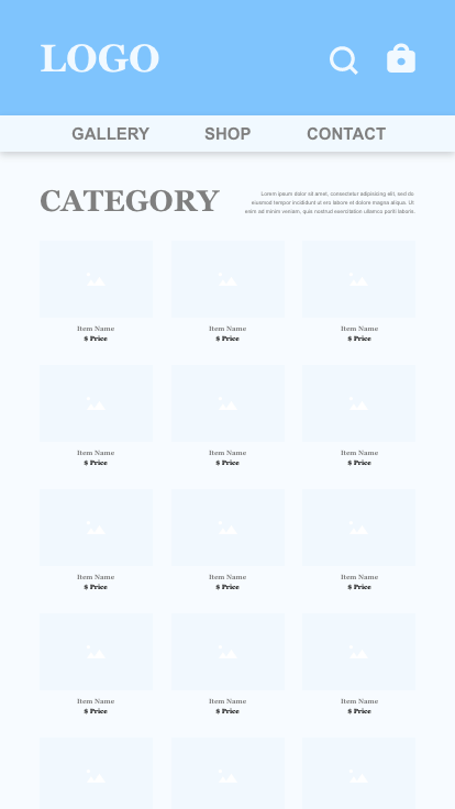 (Mobile) UX Design - Wireframe - Shop