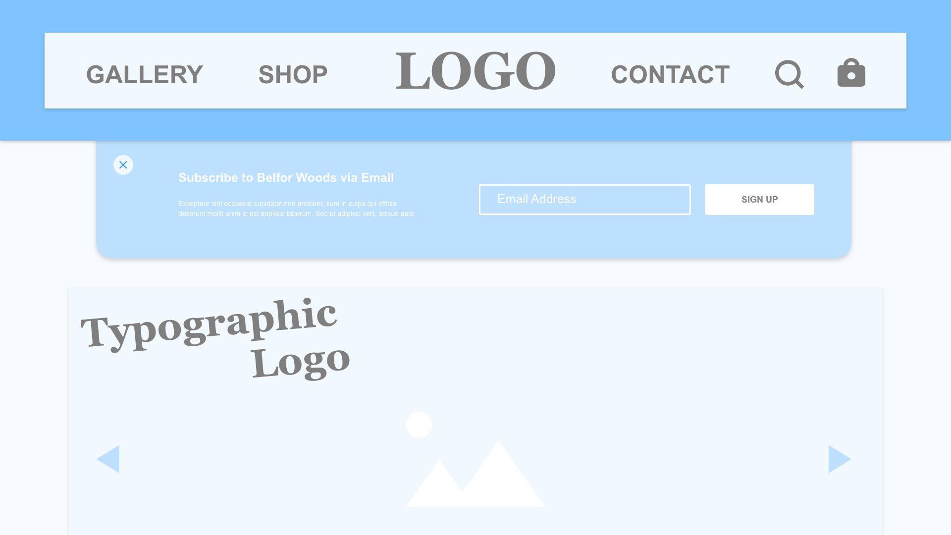 (Desktop) UX Design - Wireframe - Landing Page - Pop-Up