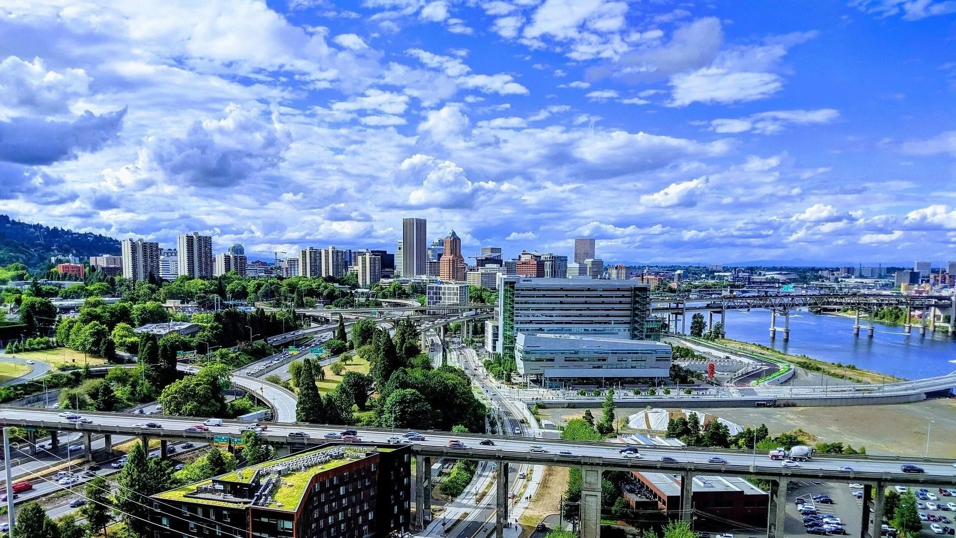 Downtown Portland Skyline. Vote for Michael Lee, running for Multnomah County Judge in 2026 election.