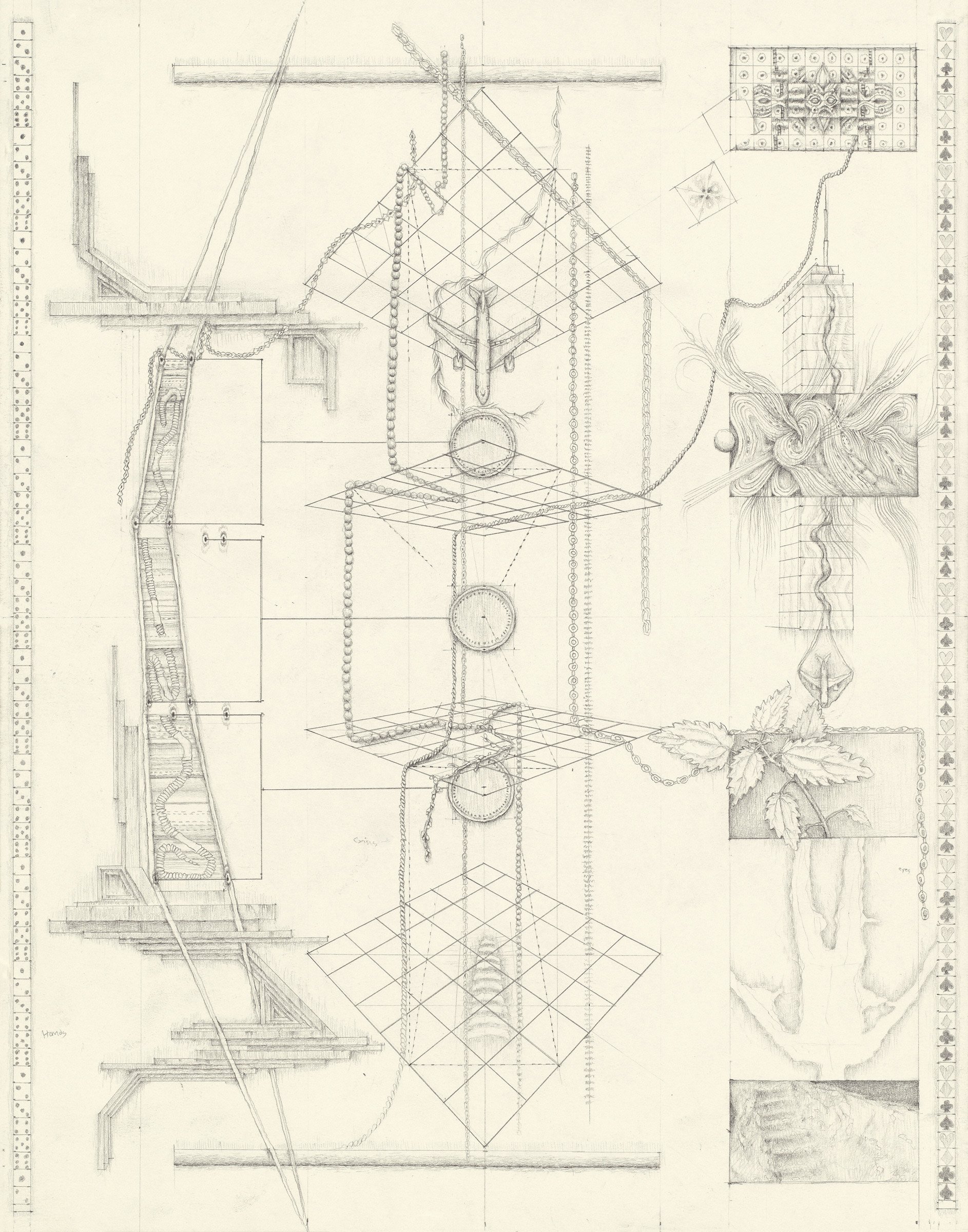 4-Fold, 2022. Graphite on paper, 11" x 14" 