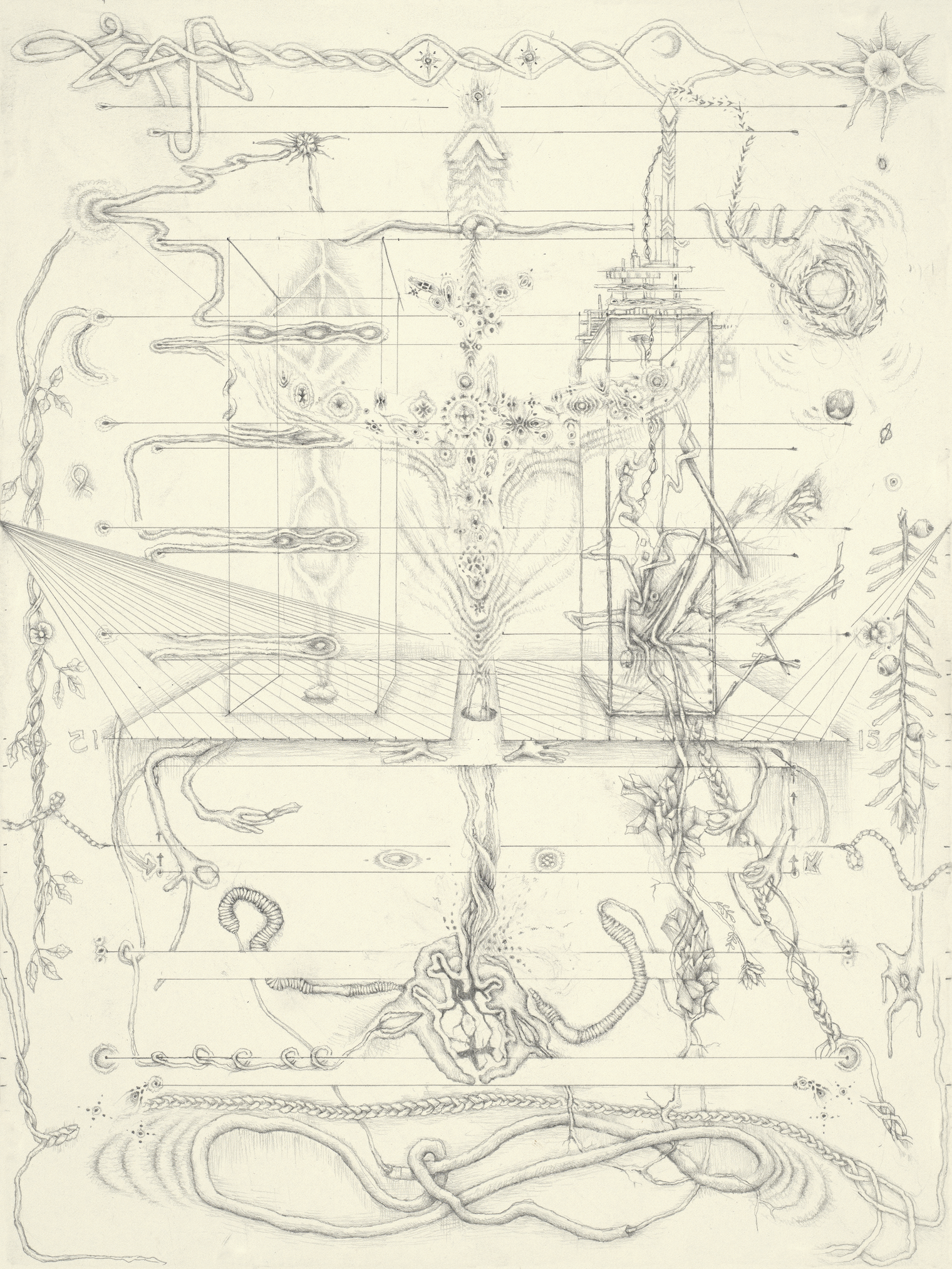 Untilted, (Spirit's Gravity Series) 2020-21. Graphite on paper, 9" x 12"