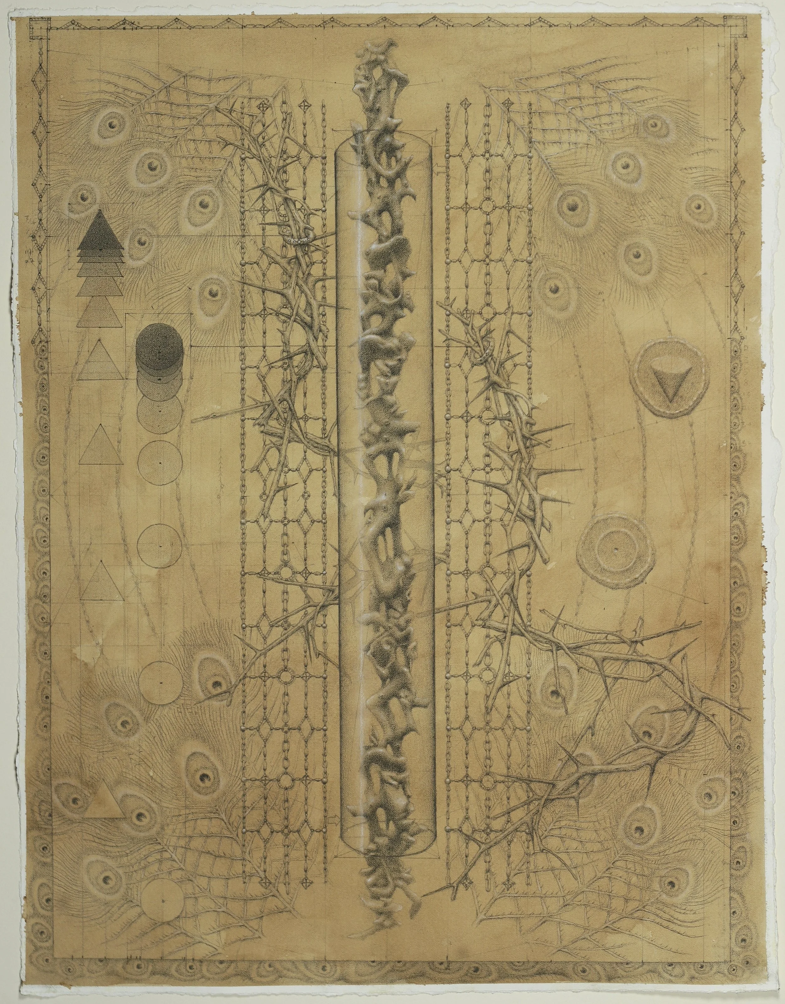 Totality and Infinity, 2023. Graphite and white chalk on toned paper, 15" x  18"