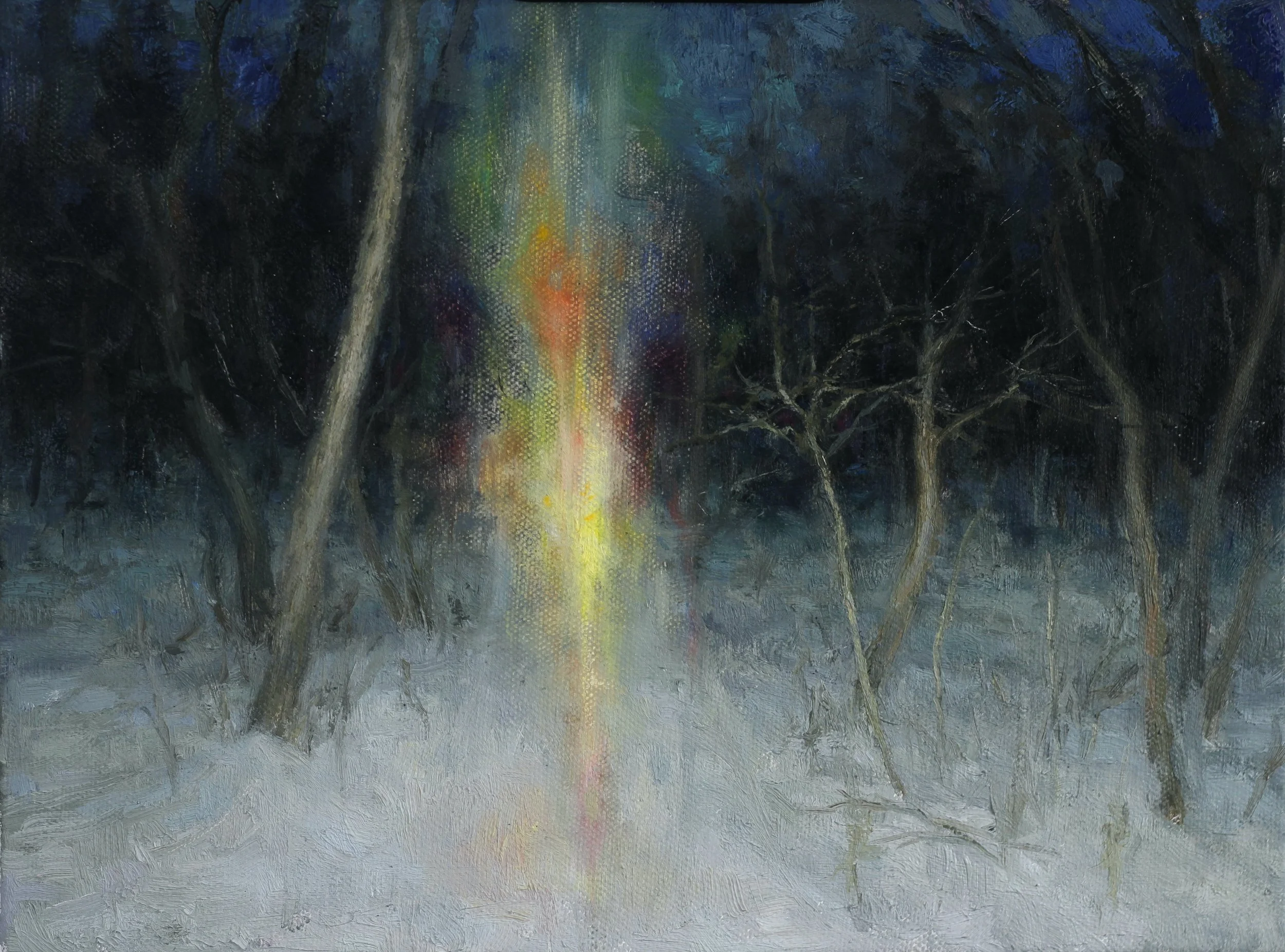 Our Fire Is Like Colour, It Doesn't Produce Heat 2026, Oil on canvas 9" x 12" 