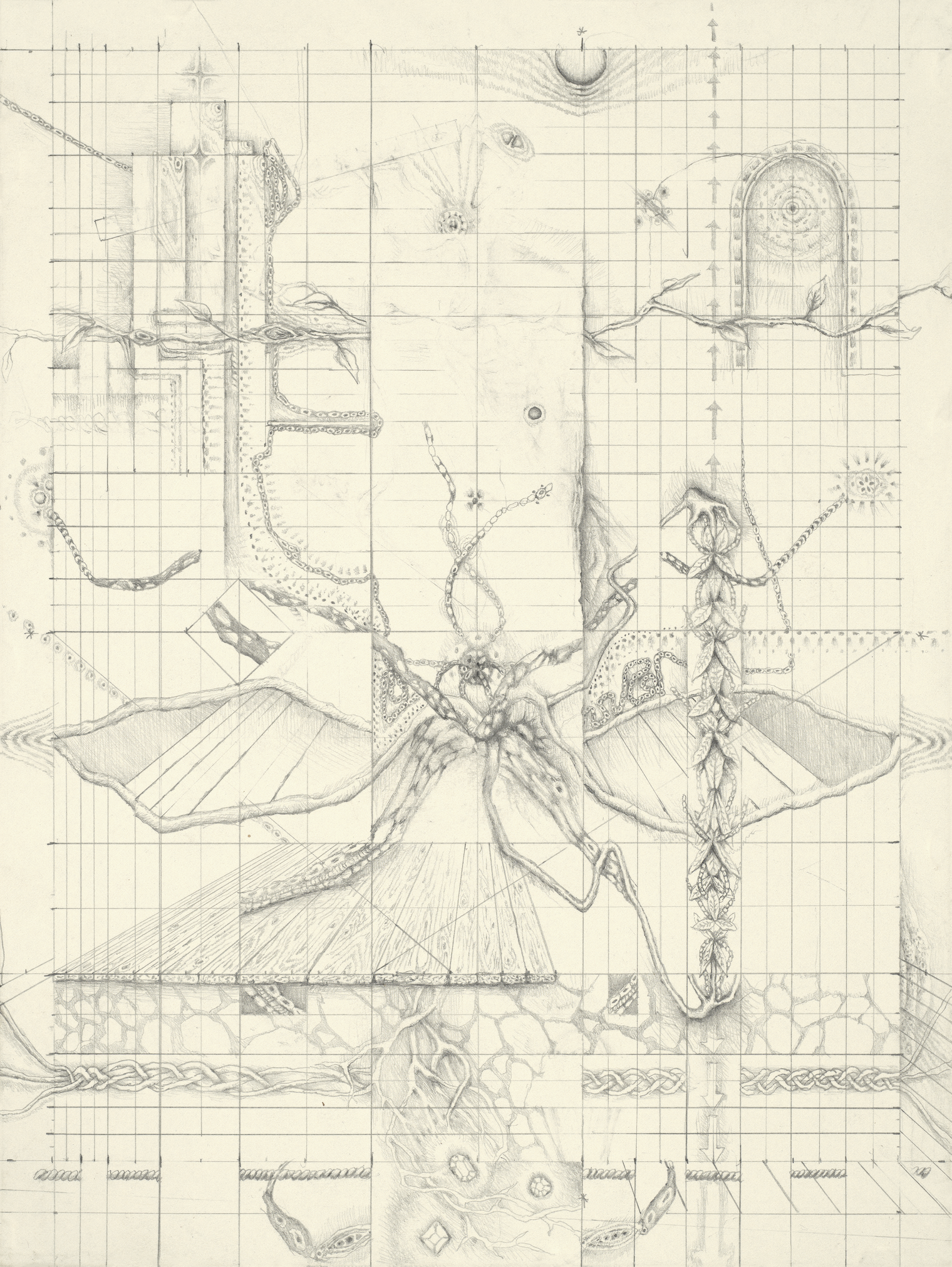 Untilted, (Spirit's Gravity Series) 2020-21. Graphite on paper, 9" x 12"