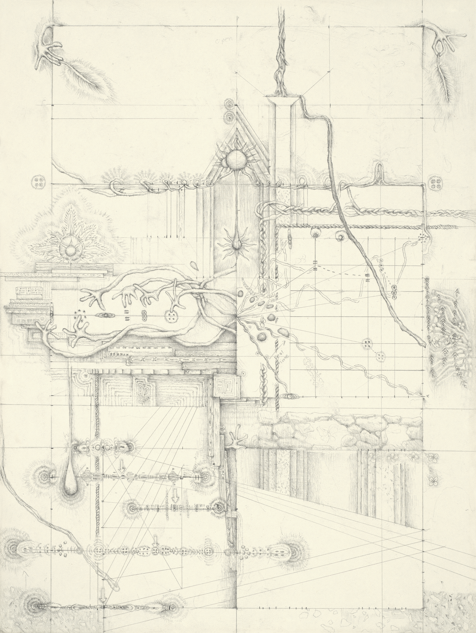 Untilted, (Spirit's Gravity Series) 2020-21. Graphite on paper, 9" x 12"