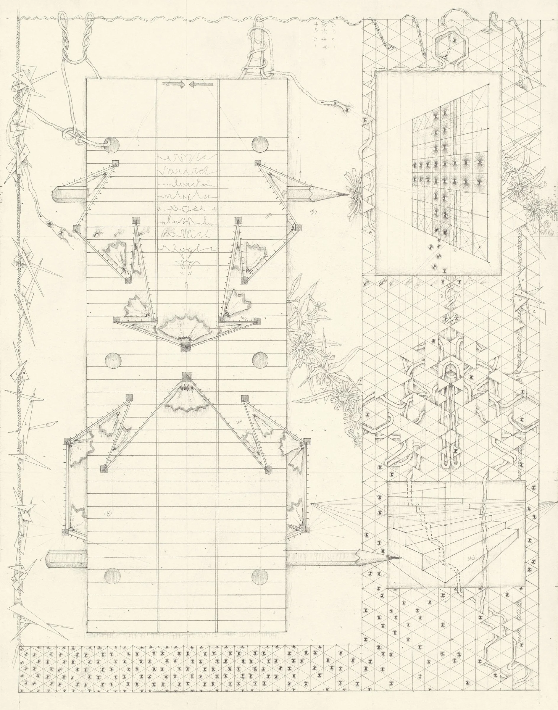 Loss of a Middle, 2022. Graphite on paper, 11" x 14" 