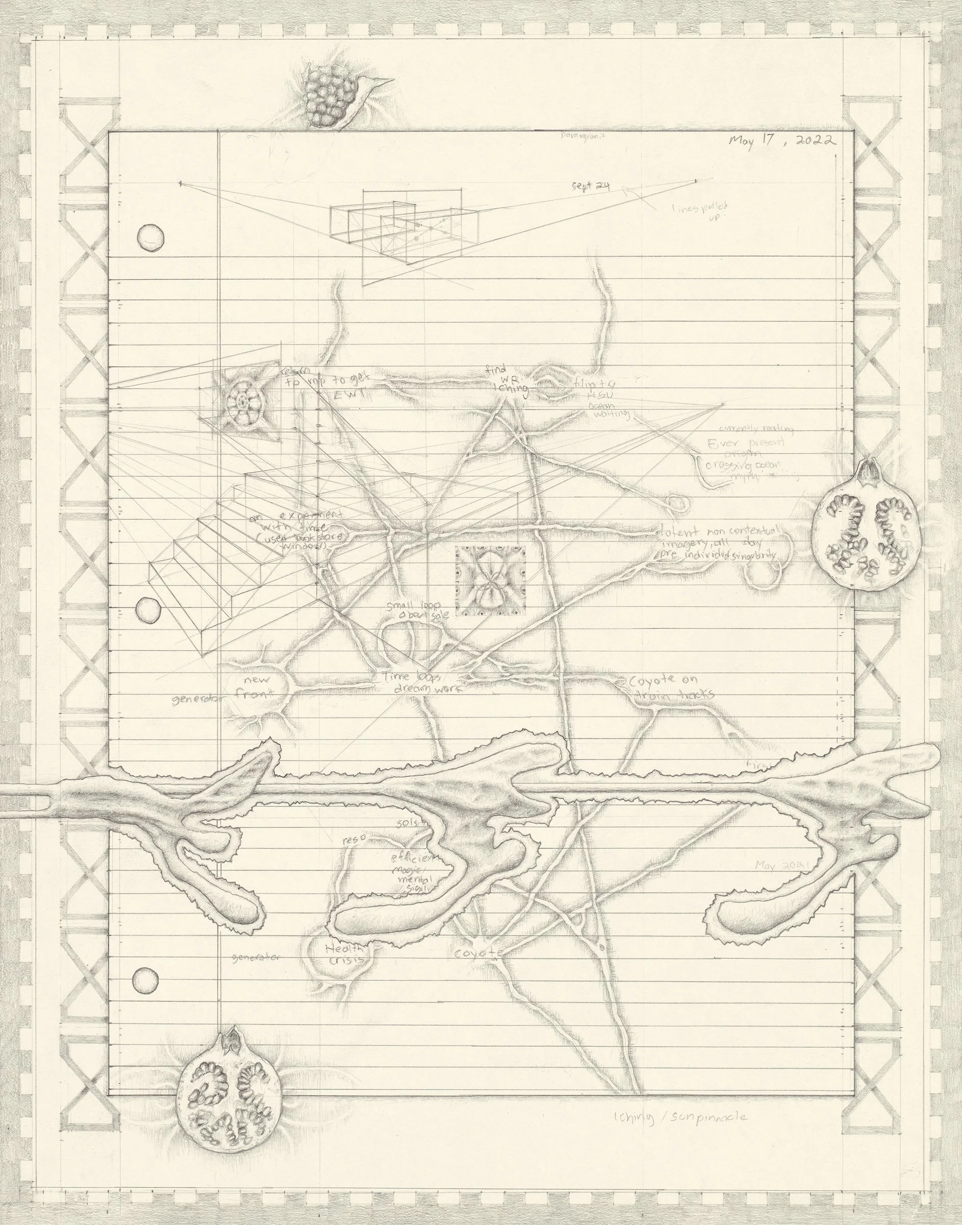 Time-Loop, 2022. 11" x 14" graphite on paper 