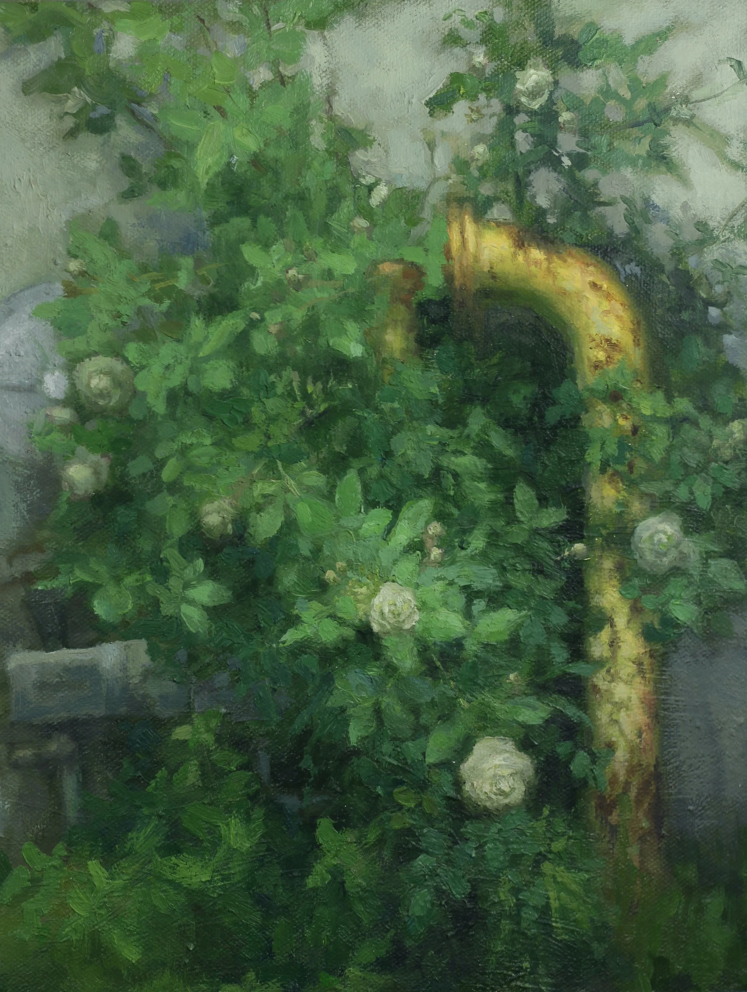 Study for Doppelgänger (2), 2024. Oil on panel 9" x 12" 