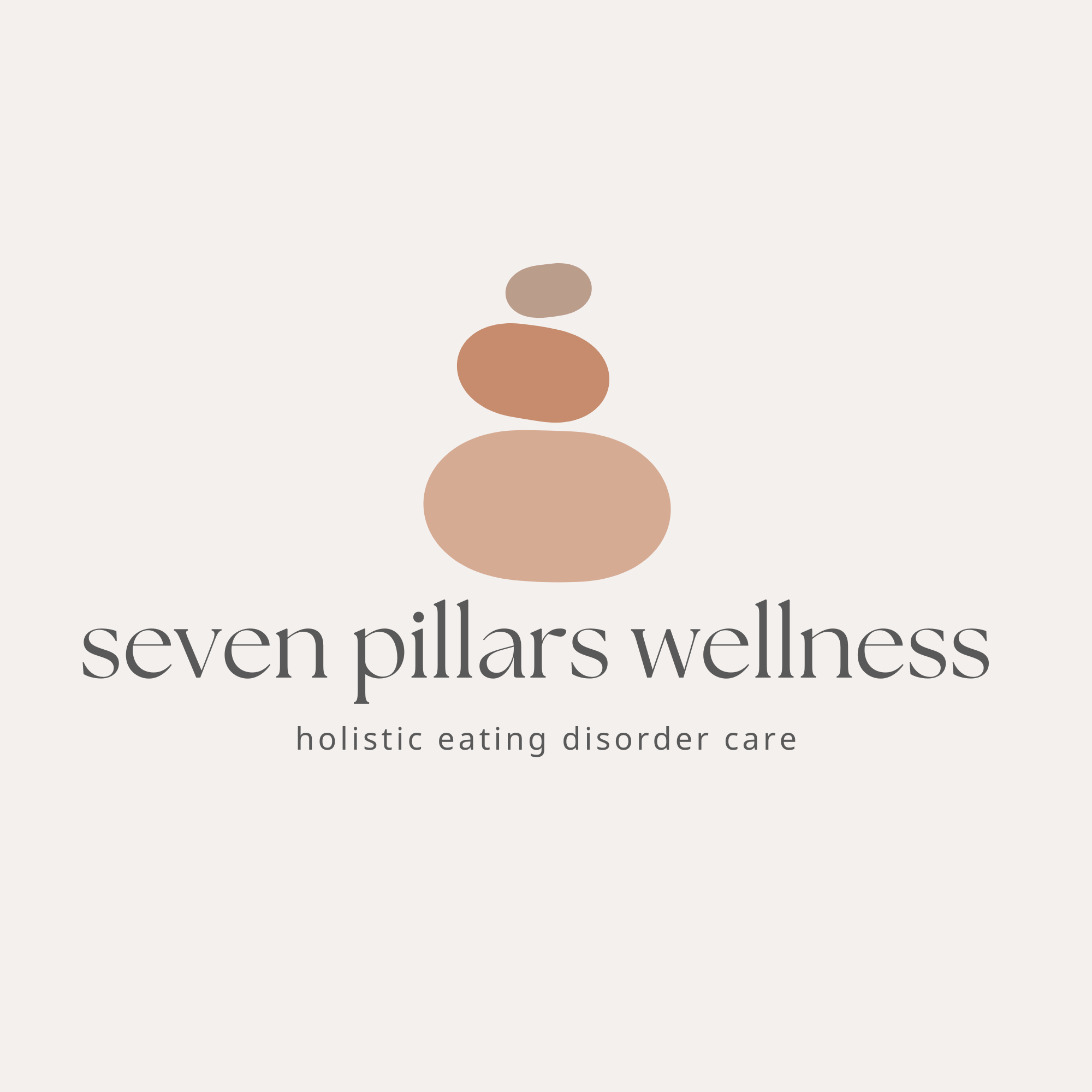 Cover page of a wellness book titled 'Seven Pillars Wellness' with a minimalist design showing seven oval shapes in different shades of brown and beige.