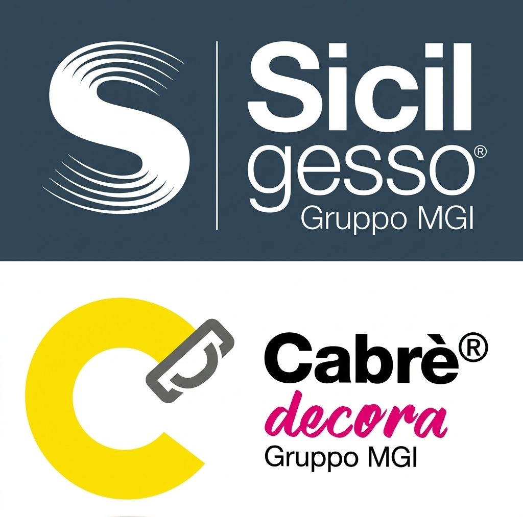 Loghi di Sicil Gesso Gruppo MGI e Cabrè Decora Gruppo MGI