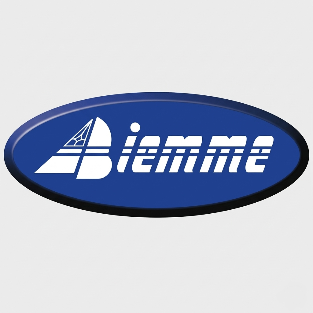 Logo Biemme, sfondo blu con la B stilizzata e la scritta bianca 'iemme'.