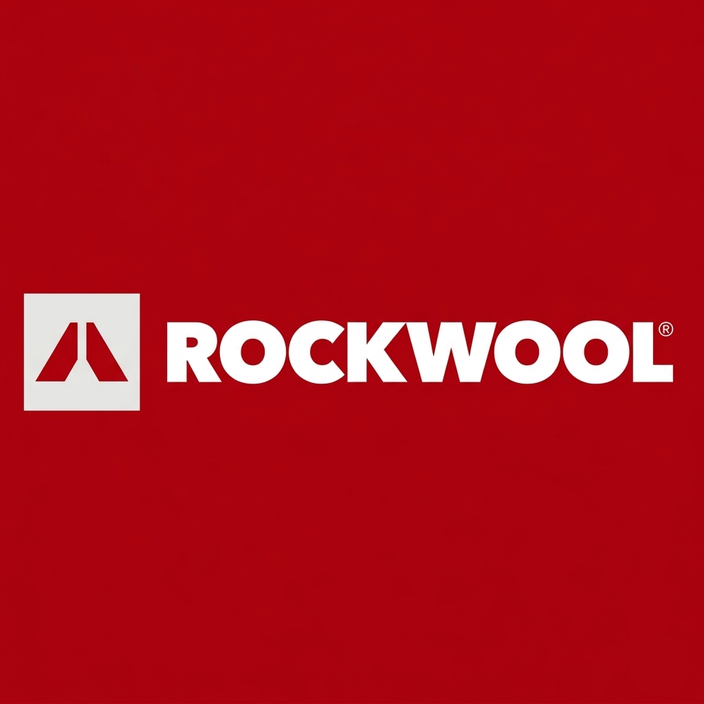Logo di Rockwool con sfondo rosso