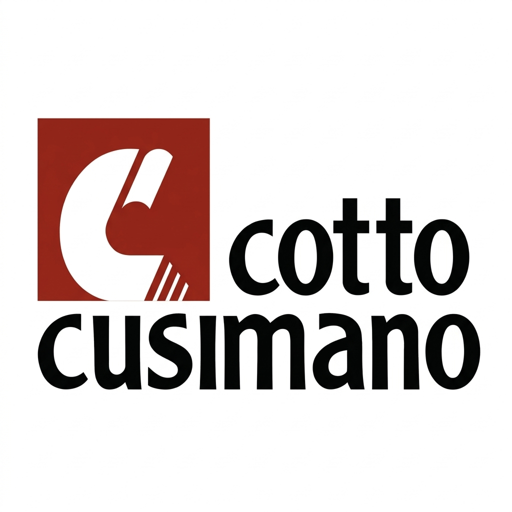 Logo di Cotto Cusimano con un’icona di una C in uno sfondo rosso scuro e il testo nero 'cotto cusimano'