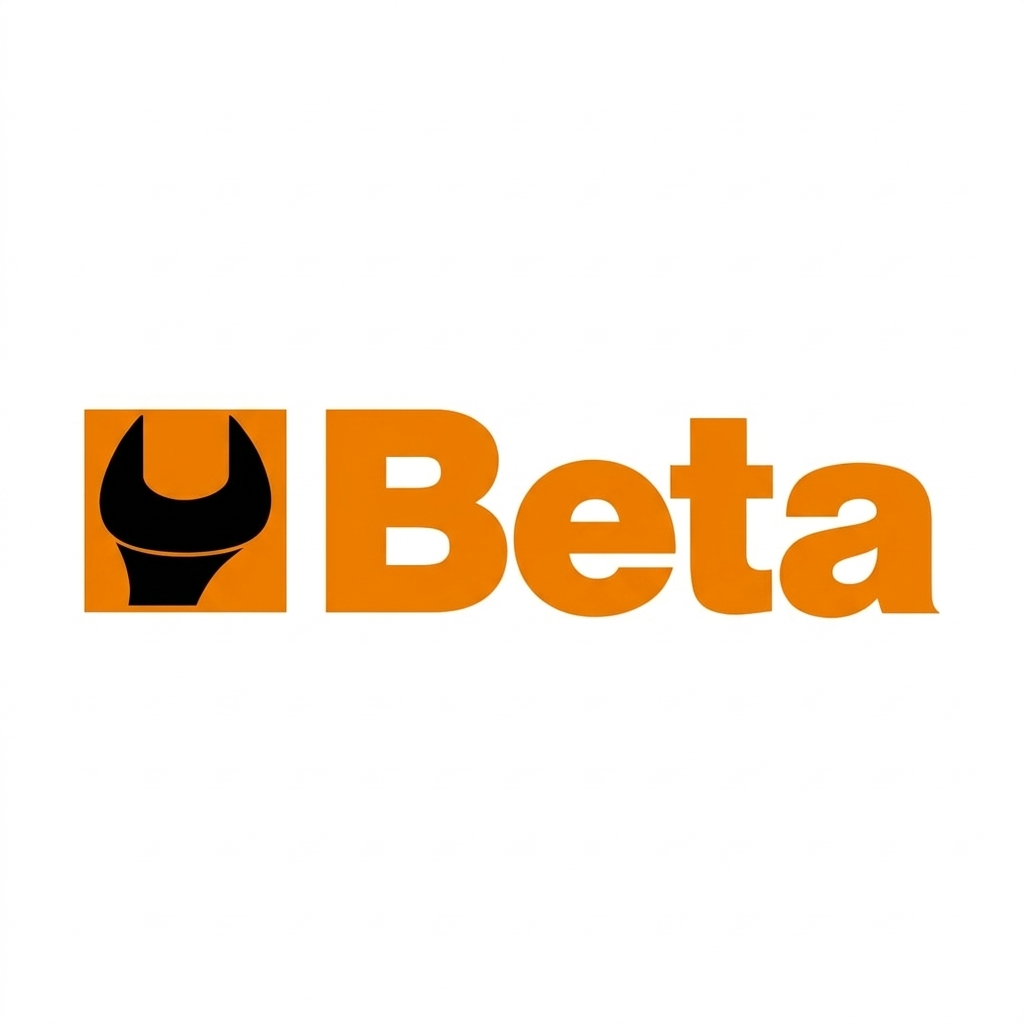 Logo con un'icona di una chiave inglese nera su sfondo arancione e la parola 'Beta' di colore arancione.