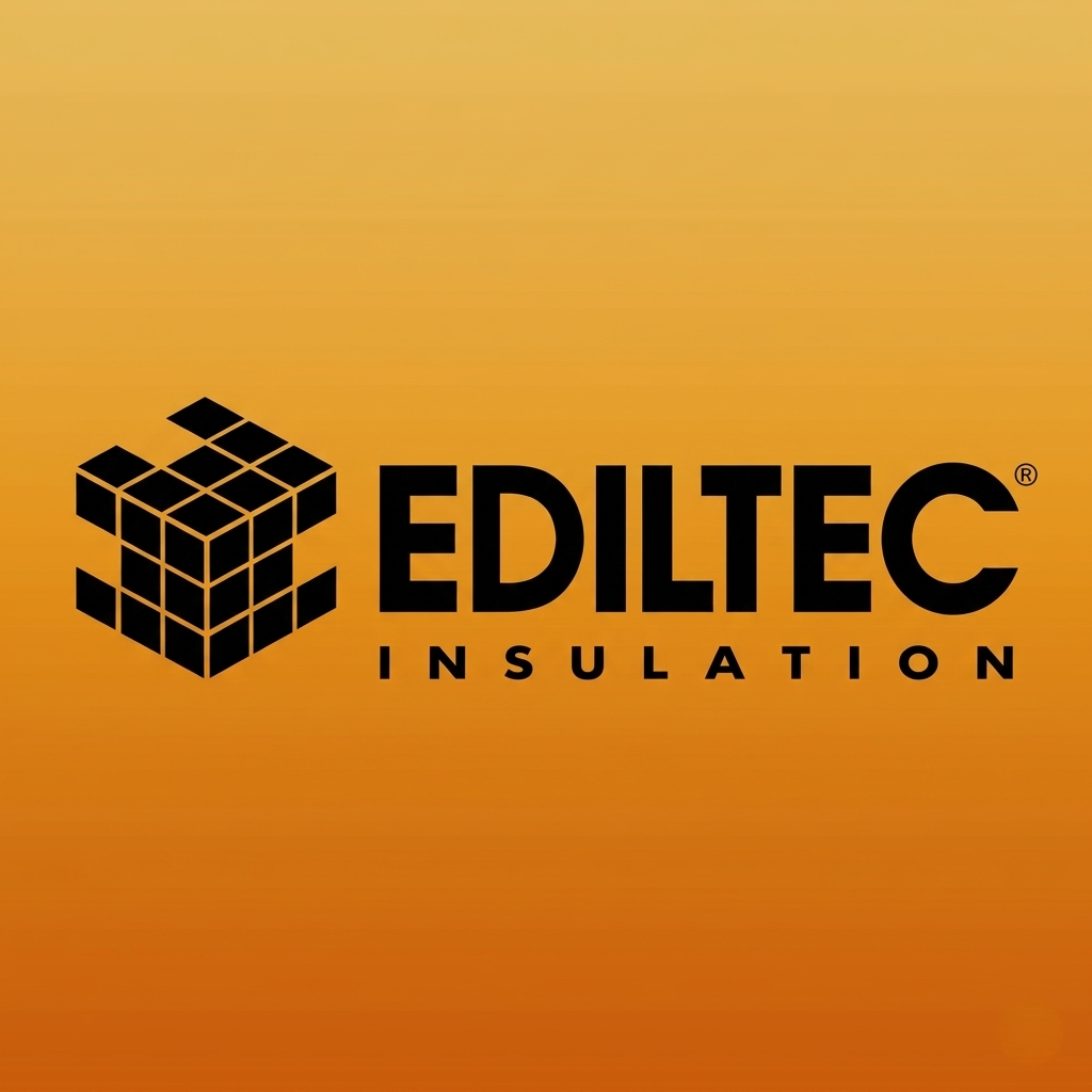 Logo dell'azienda Ediltec Insulation con testo nero su sfondo arancione.