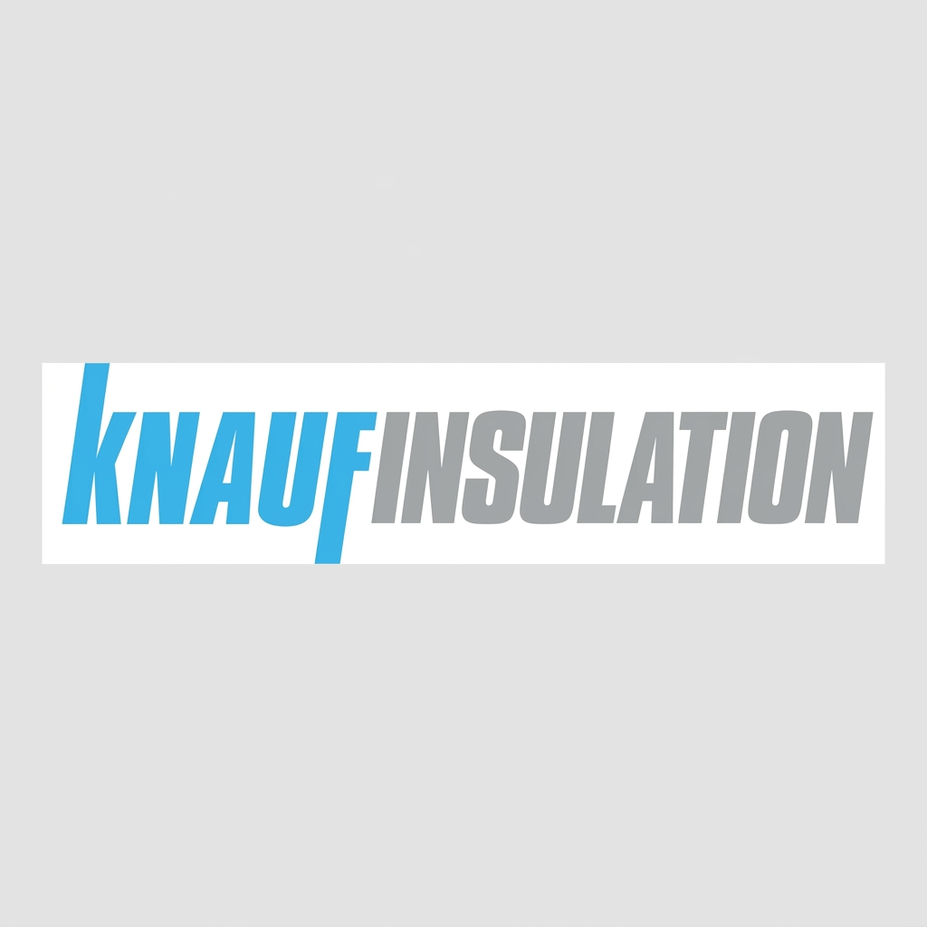 Logo di Knauf Insulation con testo blu "KNAUF" e grigio "INSULATION"