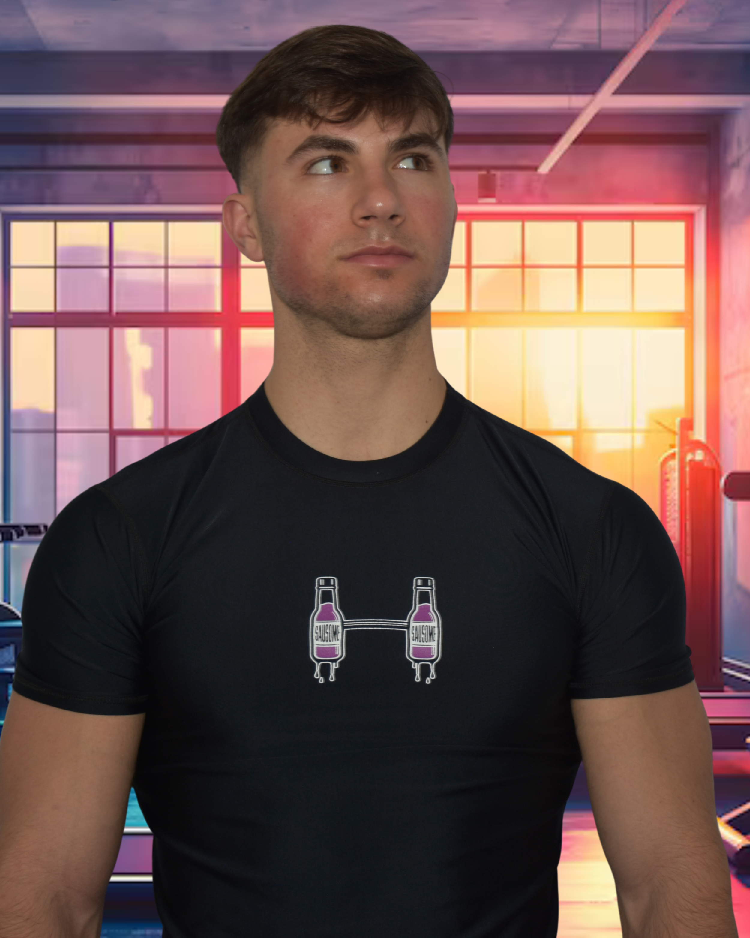 Barbell Logo Compression Tee (Black)