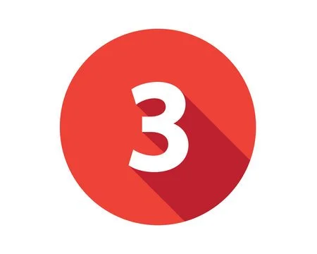 Red circular icon with the number 3 in white text.