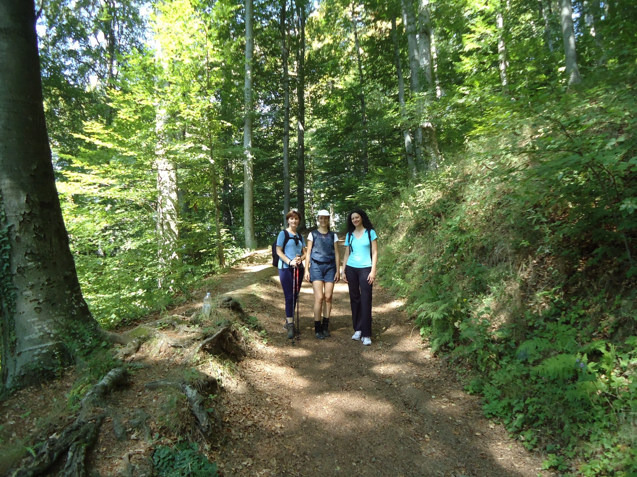 Stasha in the forest with friends.