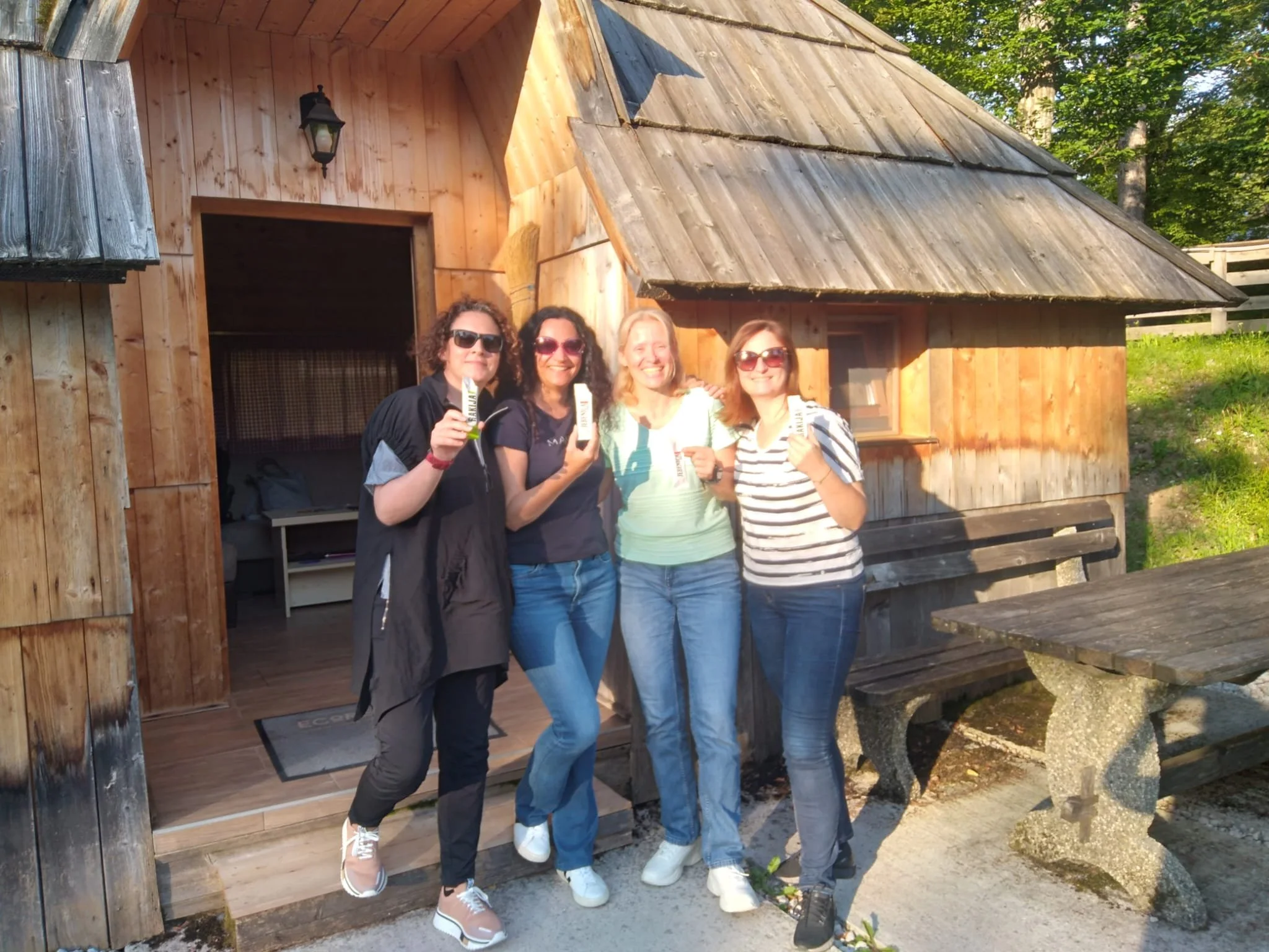 Stasha with friends in Slovenia.