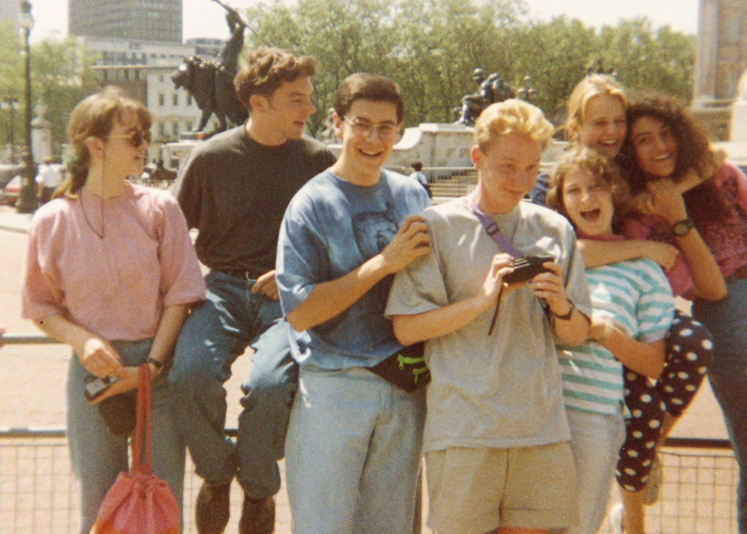 Stasha with friends in Brighton, England.