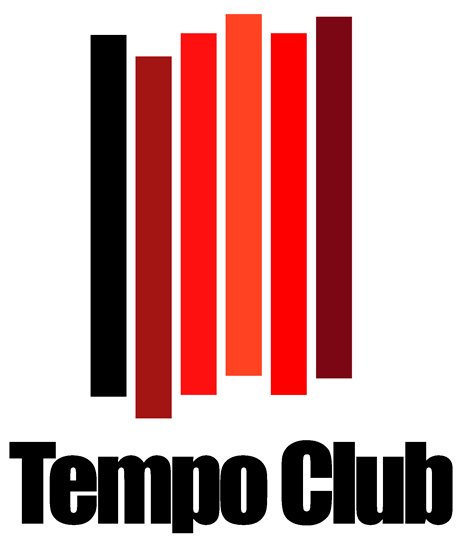 Logotipo de Tempo Club con barras verticales rojas y negras.