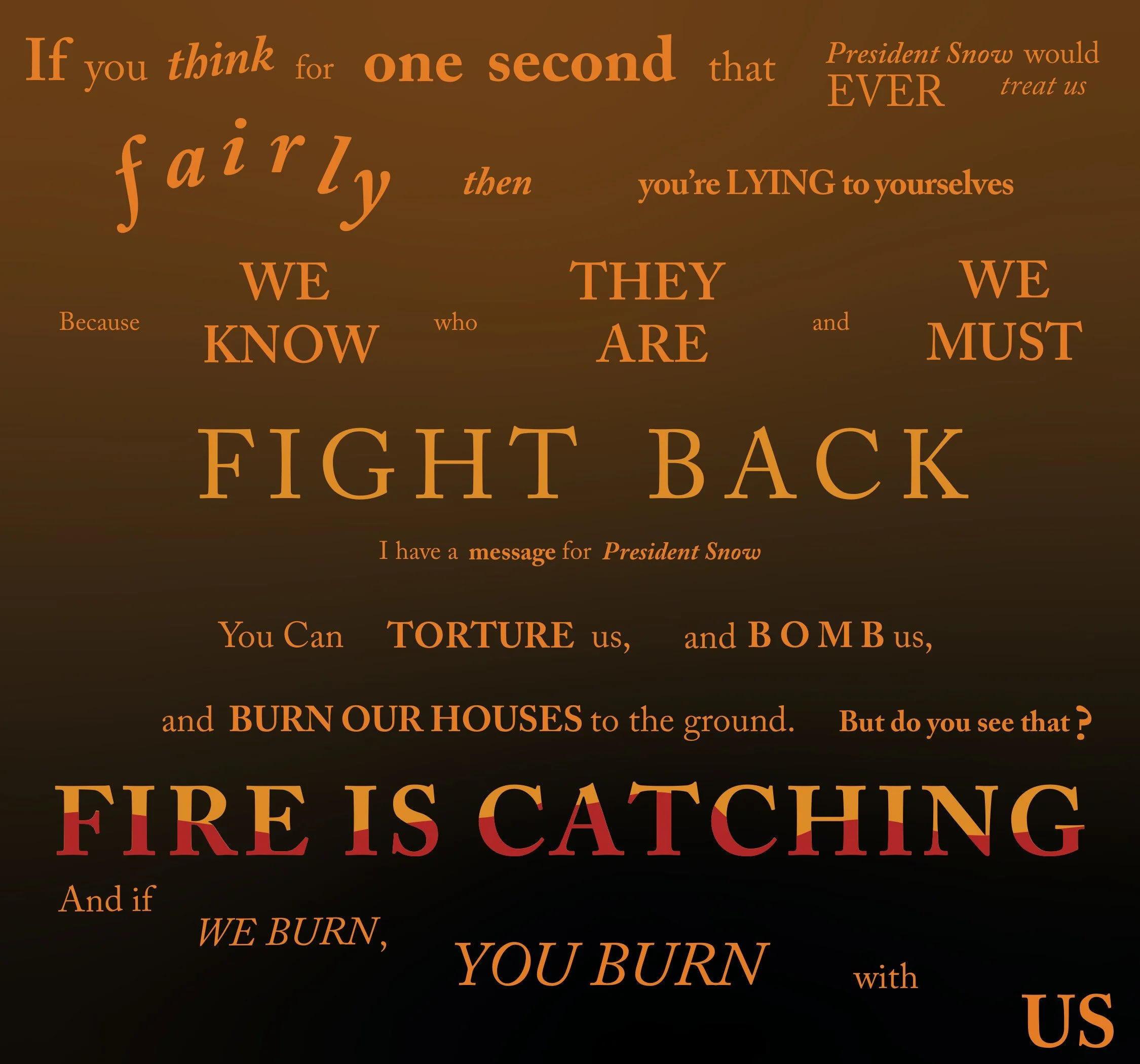 A typographic image using a quote from the hunger games