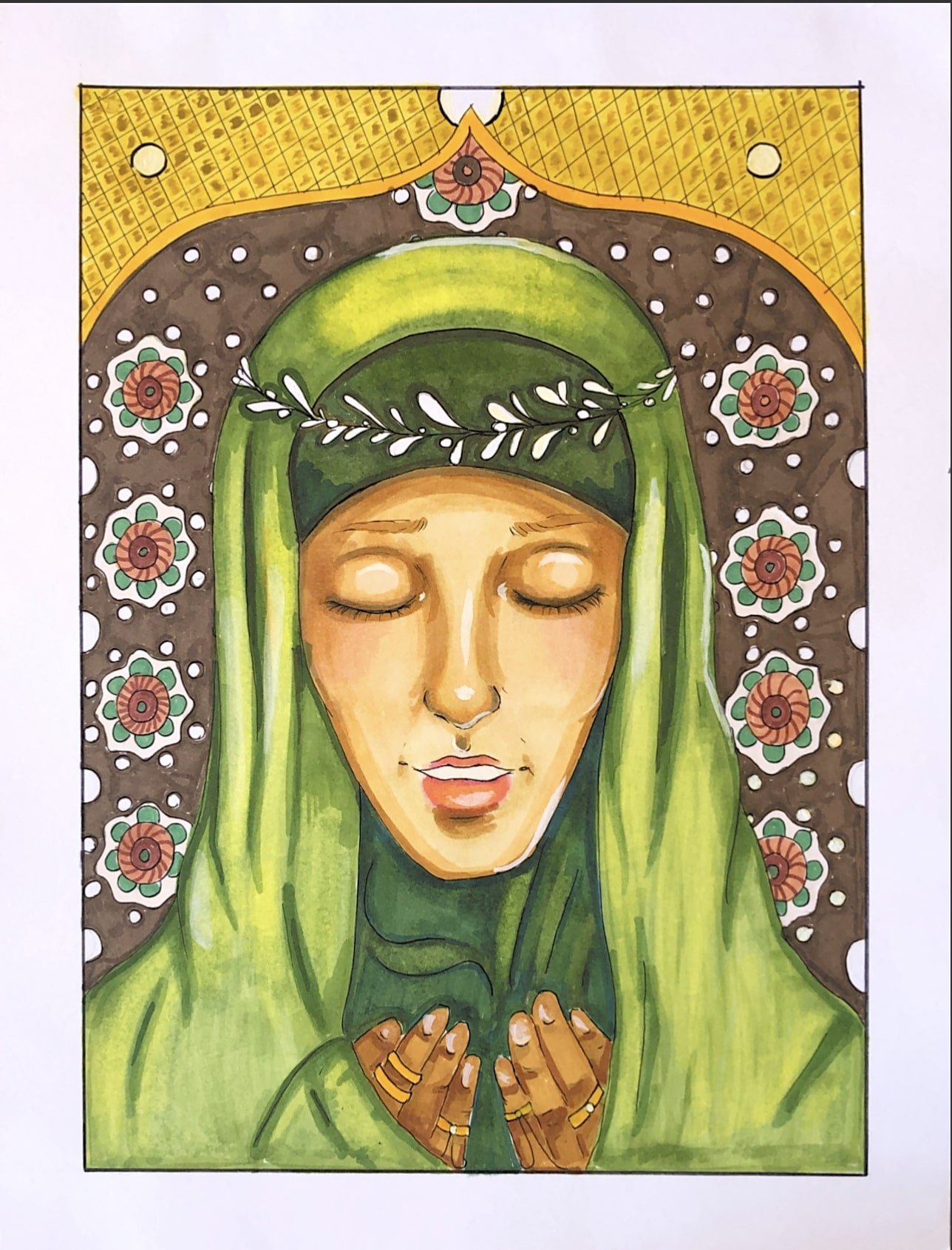 Islamic woman praying, bust only