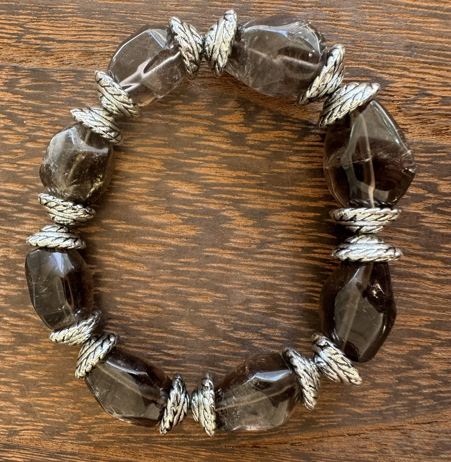 Chunky smokey quartz bracelet made for large wrists (8cm)