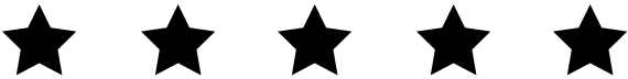 Five black five-pointed stars aligned in a row
