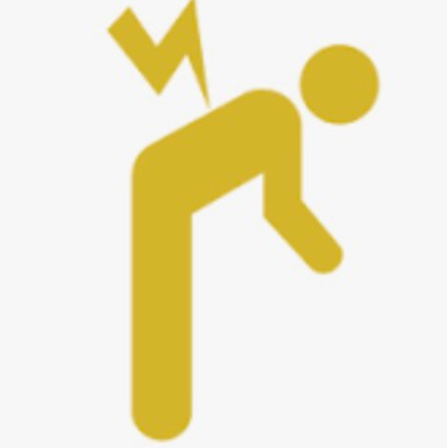 Icône représentant une personne en position de pendule ou de balançoire, en style simplifié et en couleur dorée.