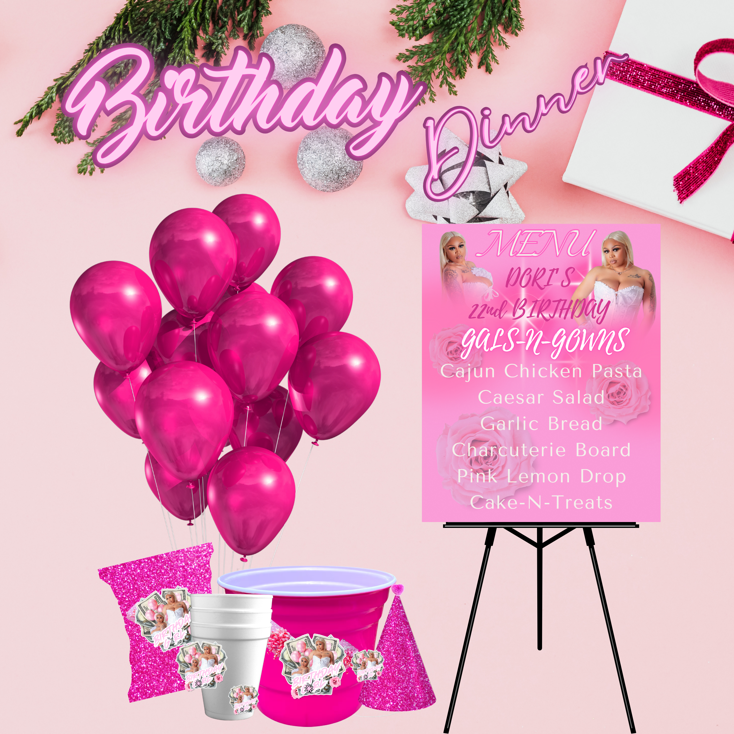 Birthday Menu and Party Favors