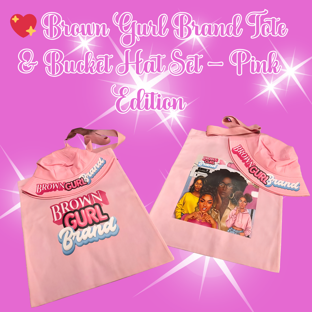 Brown Gurl Brunch Bucket Hat & Tote Set – Pink Edition