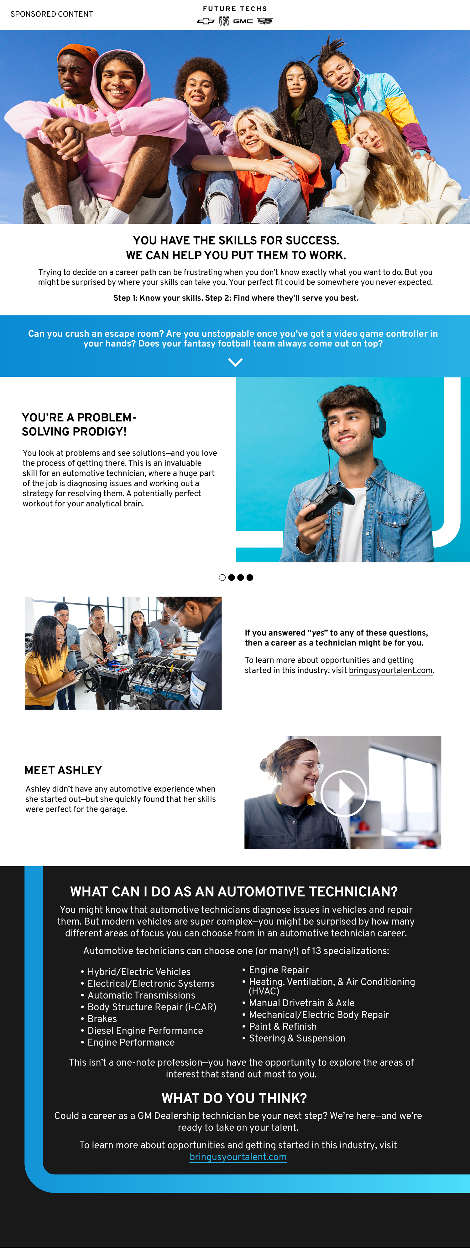 Group of diverse young people sitting outdoors, smiling, with a blue sky background.