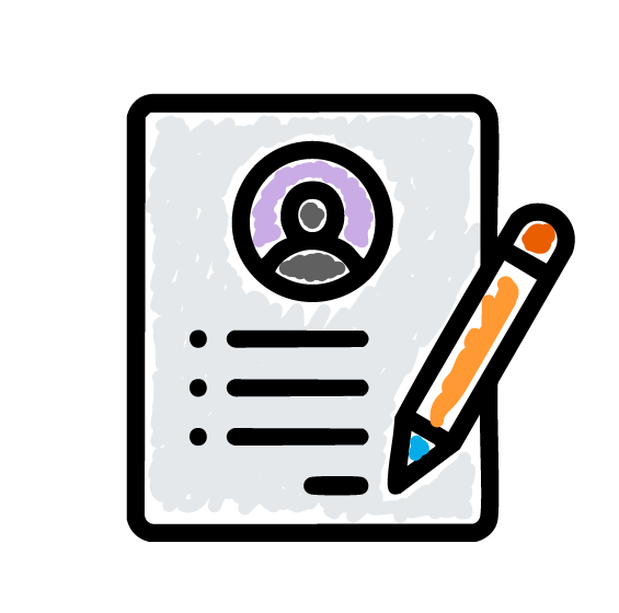 Geometric drawing of an outline square with sections divided by vertical, horizontal, and half circle lines.