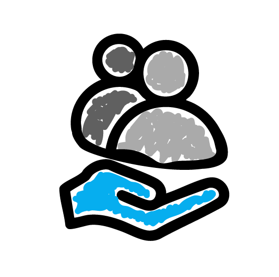 Geometric drawing of an outline square with sections divided by vertical, horizontal, and diagonal lines.