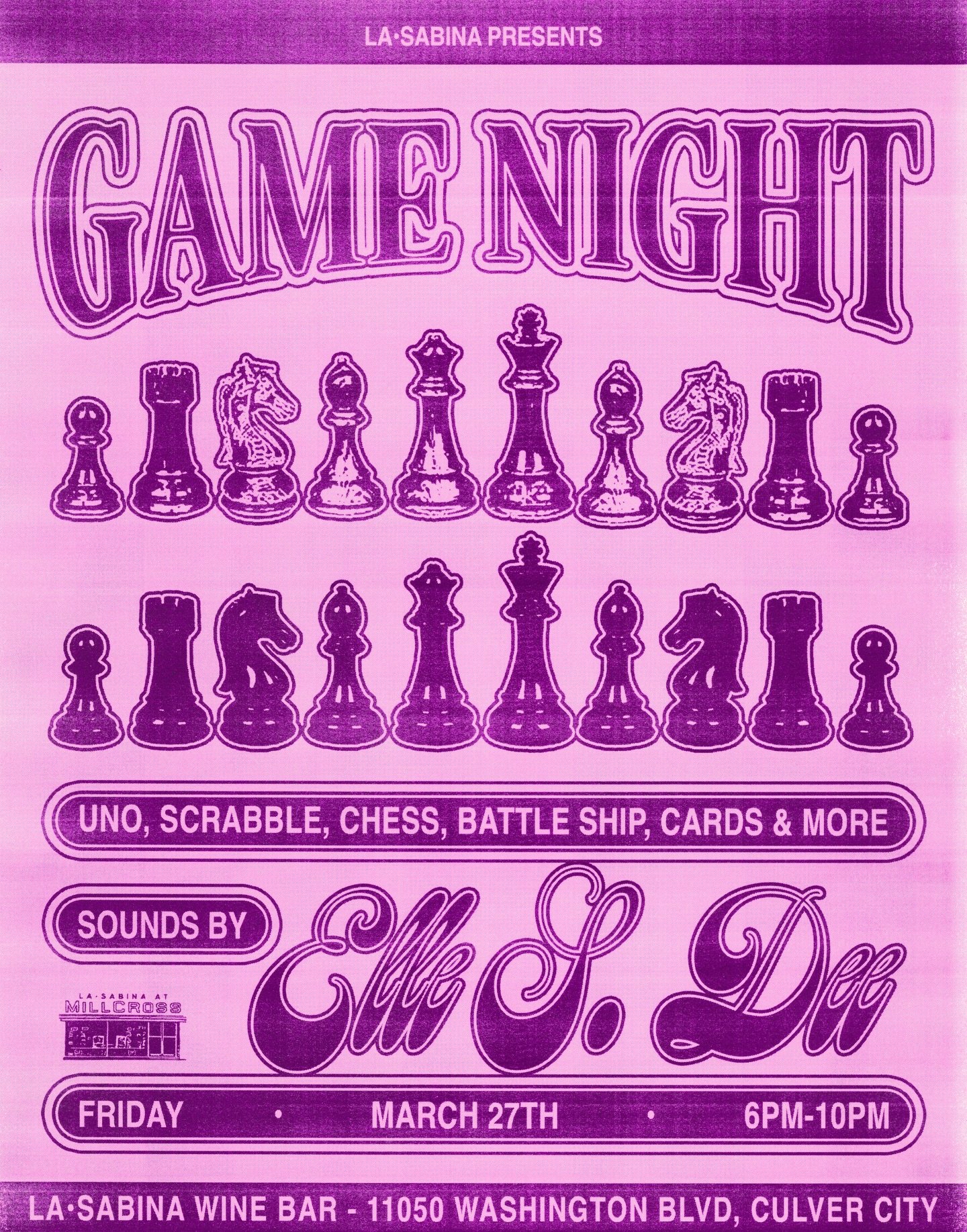 GAME NIGHT 🎲♟️

Swing by this Friday as we bring out the board games for another Game Night! We&rsquo;ve got plenty of games on deck, but feel free to bring your own. The great @theellesdee will be providing the soundtrack of classic soul, RnB, and 