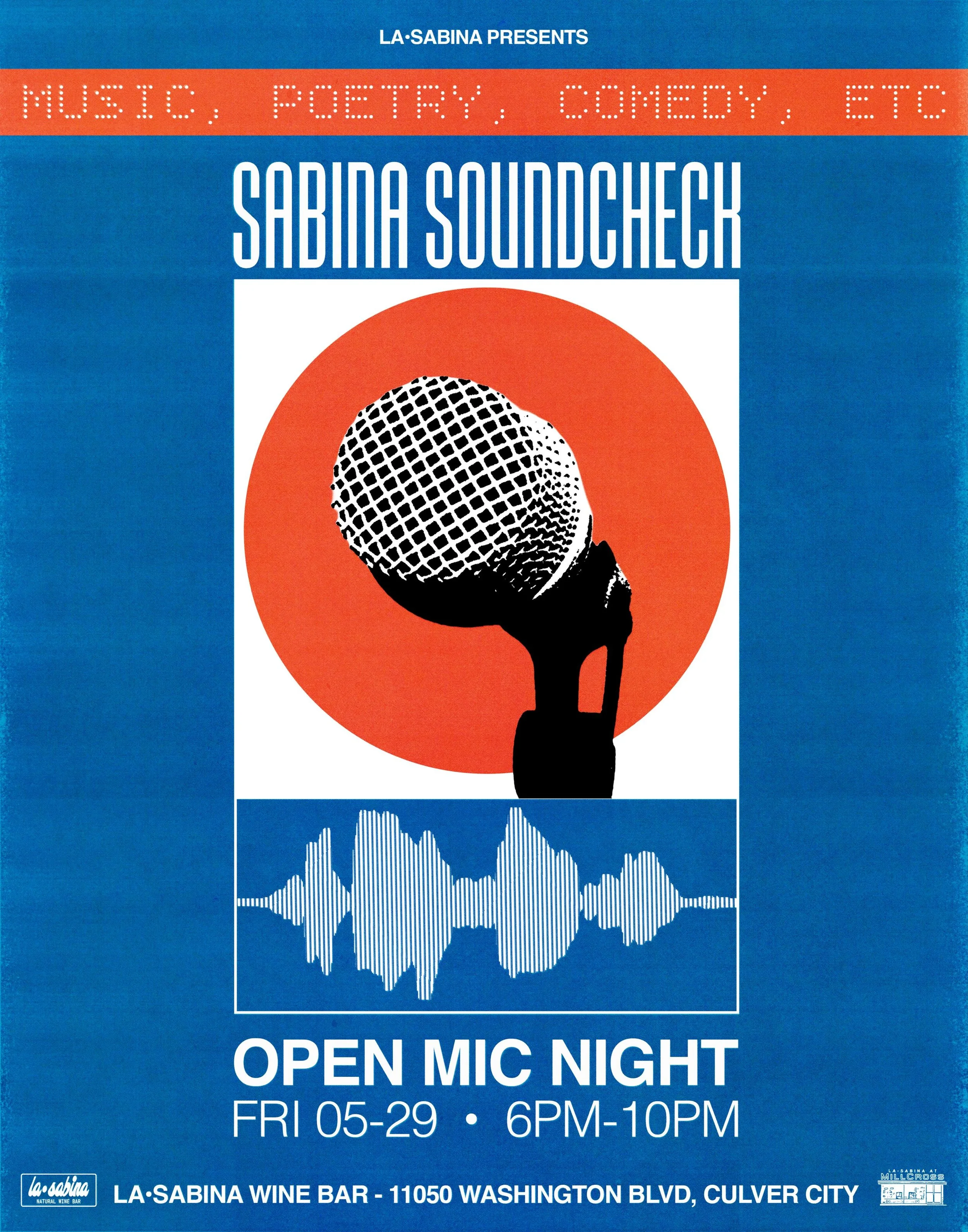OPEN MIC NIGHT AT THE BAR 🎤💫

Introducing Sabina Soundcheck- a neighborhood open mic night geared towards performing artists across many creative backgrounds. For the singers, musicians, comics, poets, thespians and others who love to perform! If y