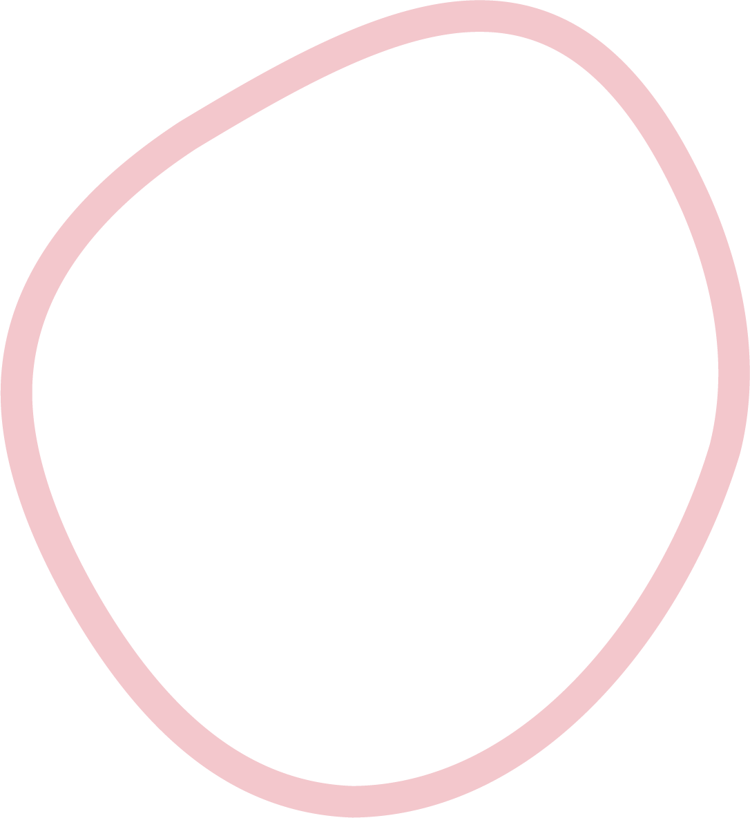 A pink outline of a kidney shape on a black background.