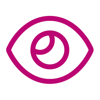 A purple eye icon with a stylized spiral in the center.