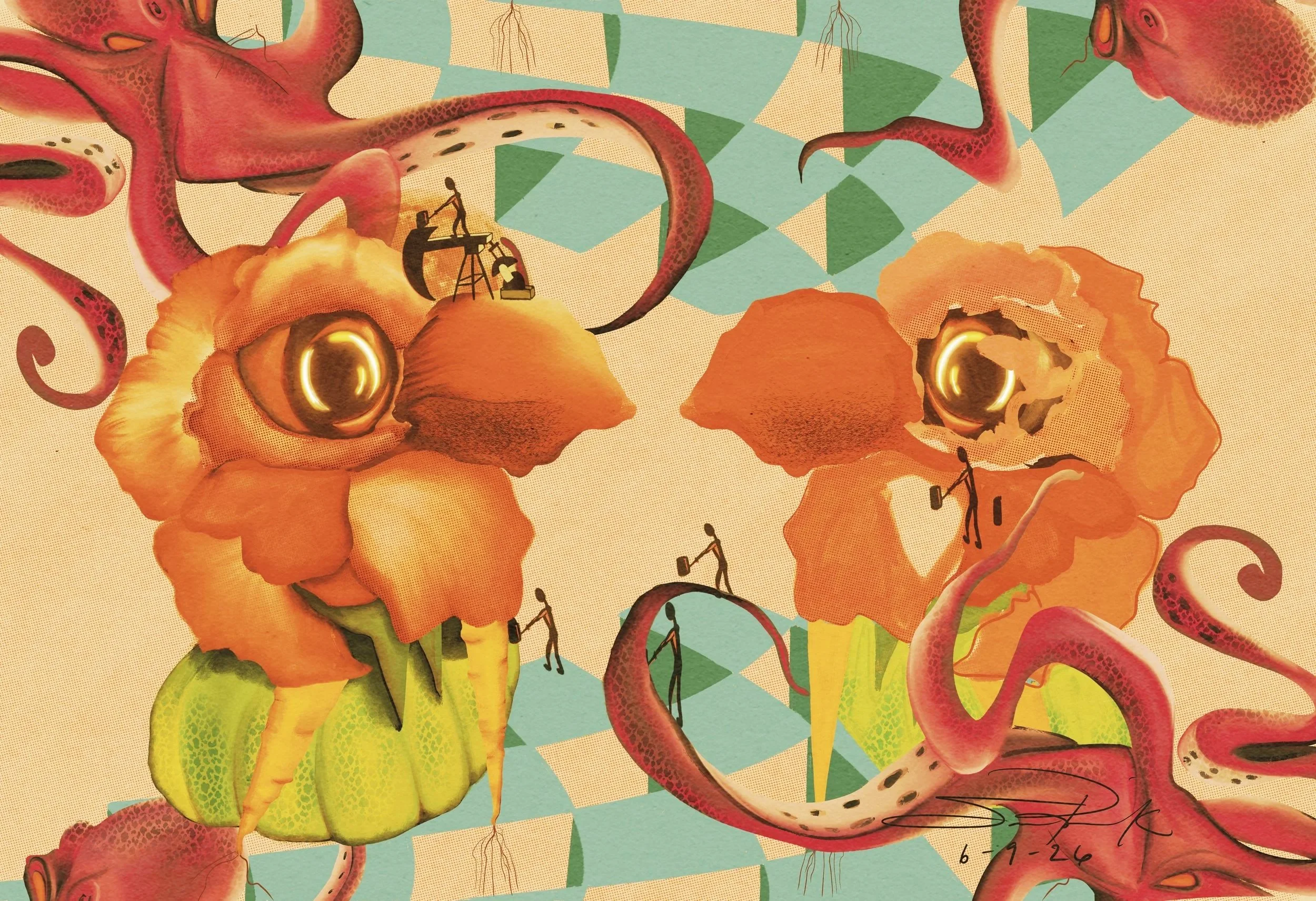 Self Portrait of a Chicken- Pop Surreal Art Print