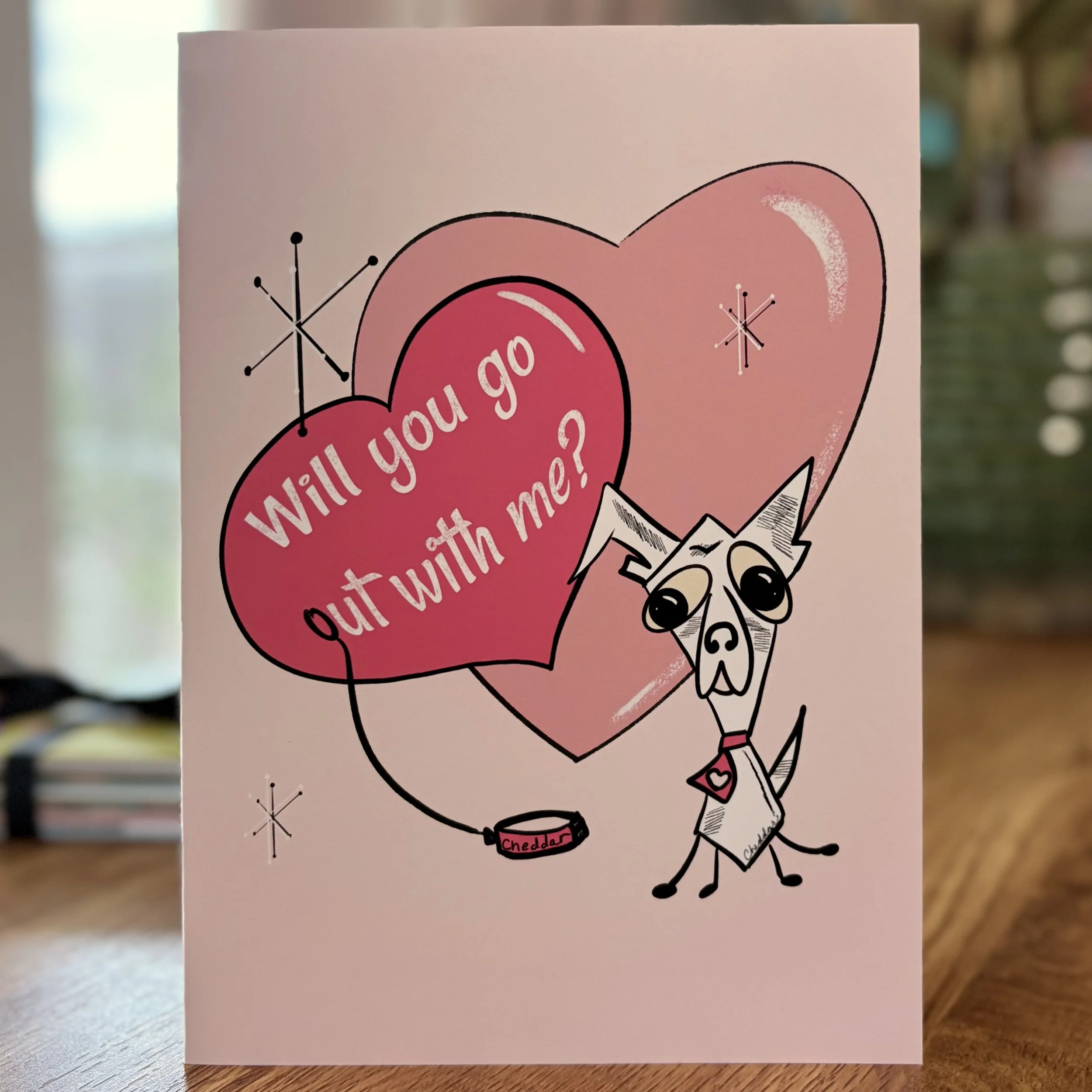 Funny Dog Valentine Card – “Will You Go Out With Me?”