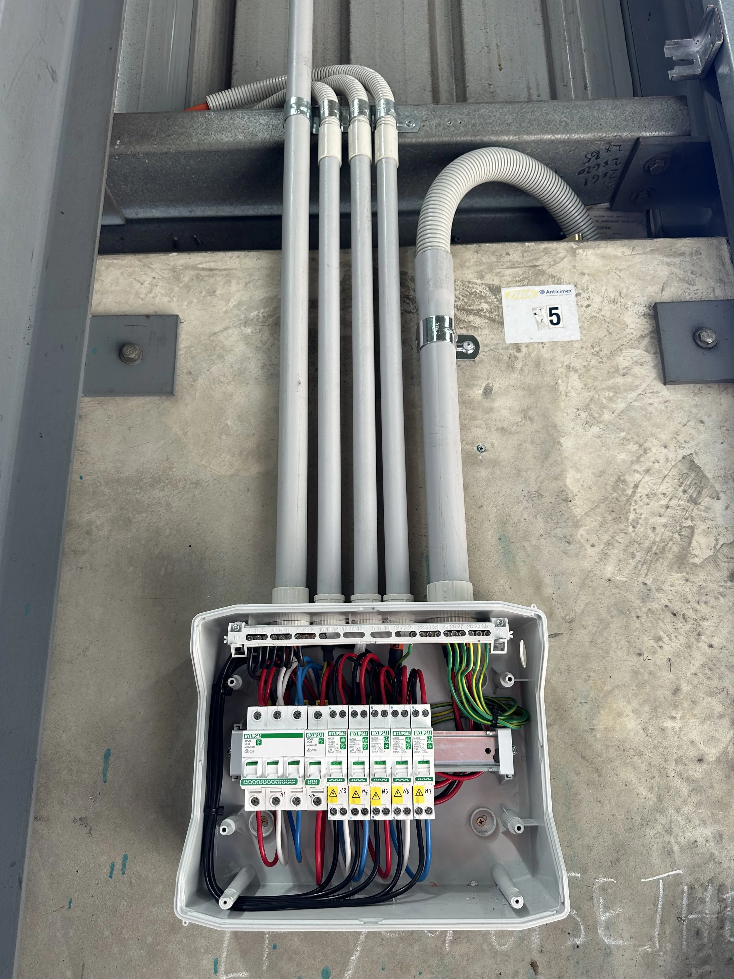Industrial distribution board wired and labelled