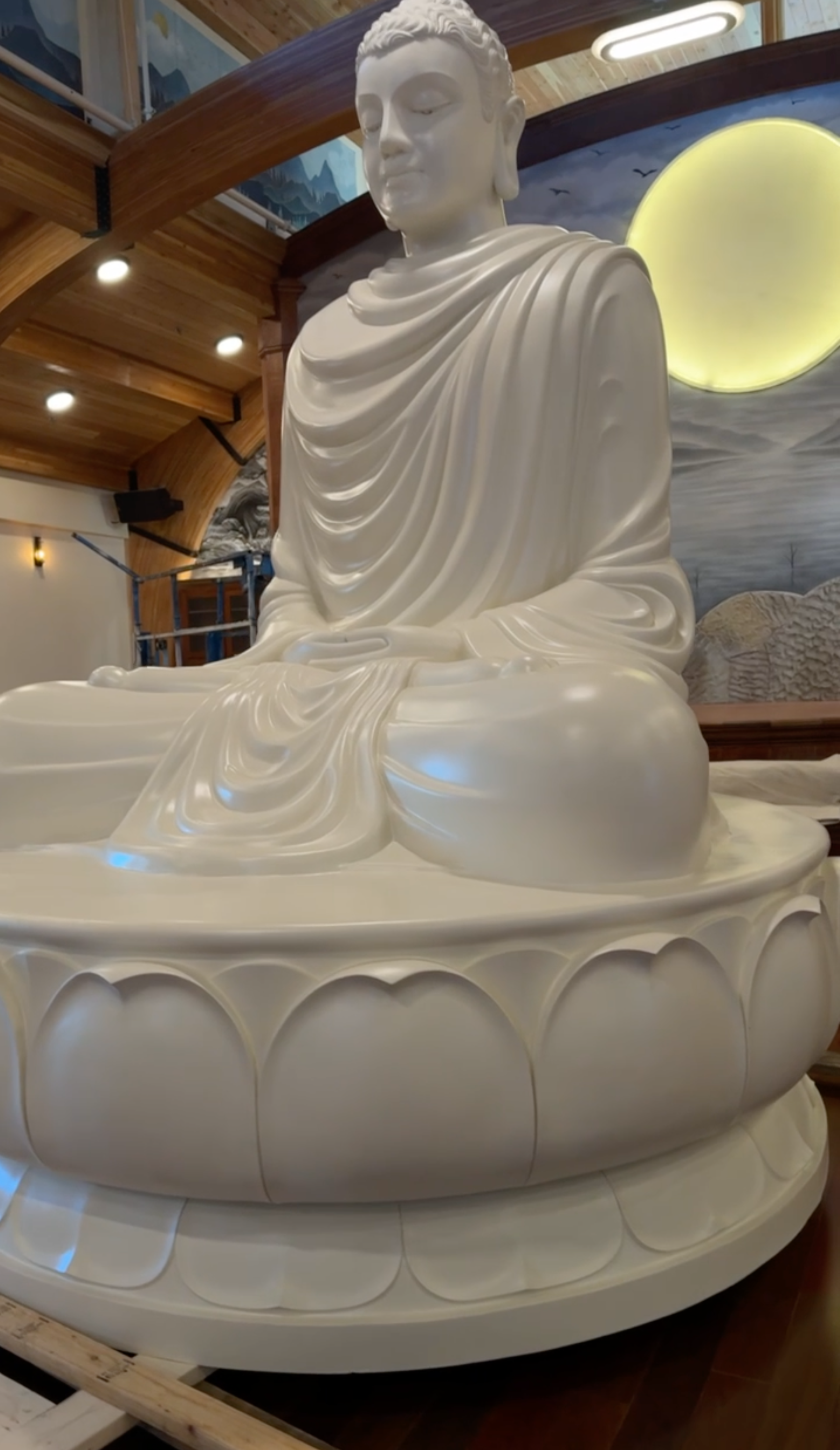 Restored and painted Buddha statue before putting it onto stage