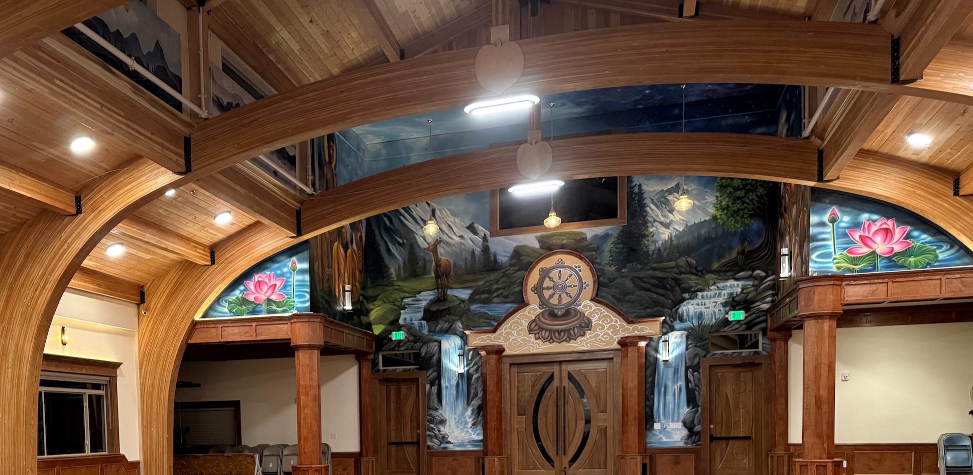 full view of Monastery Buddha Hall mural