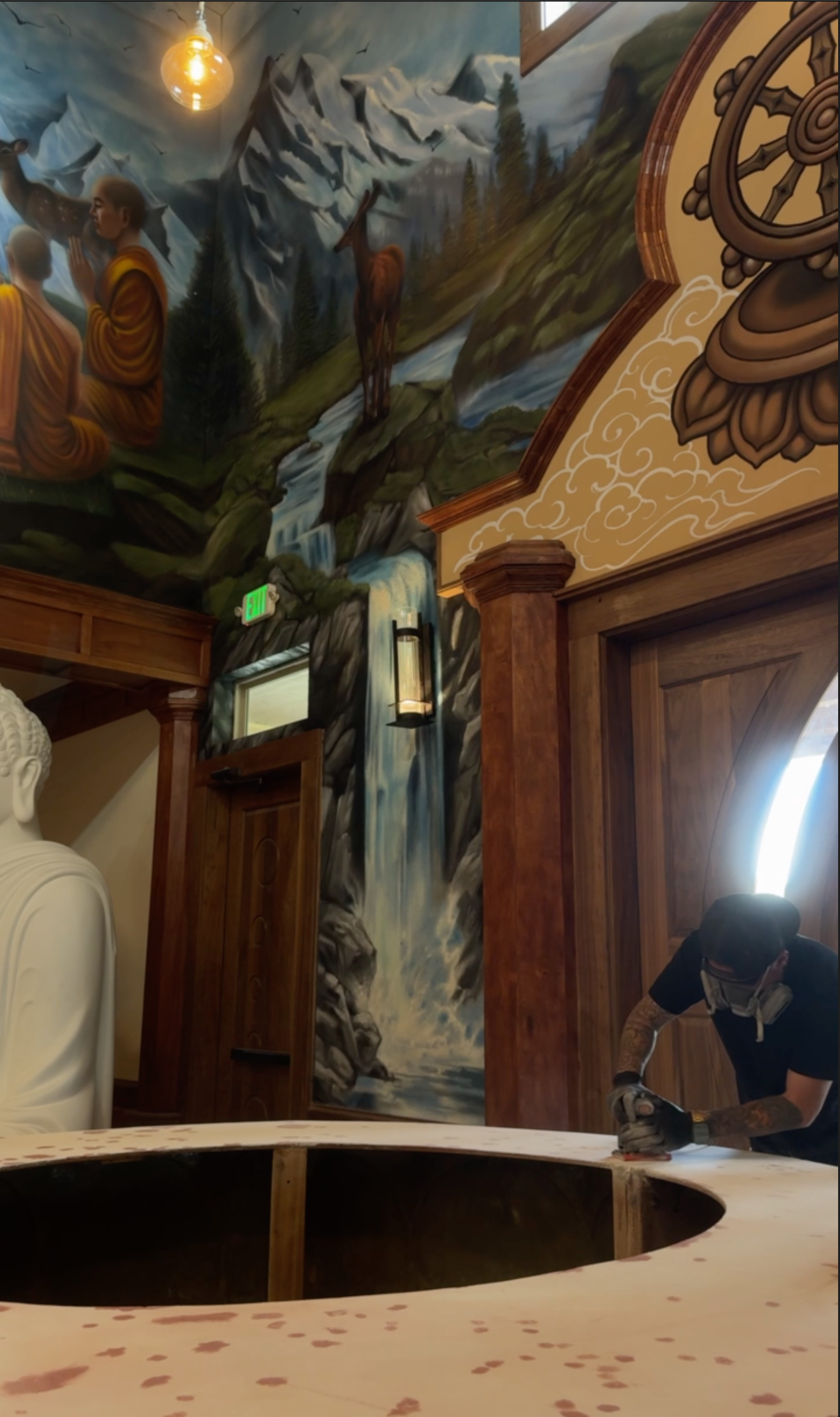 sanding suface prep for placing statue on base