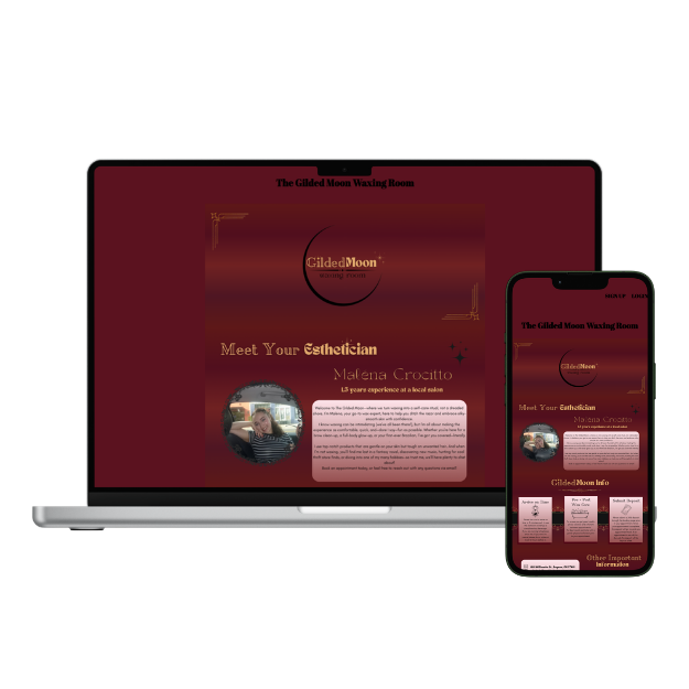 Gilded Moon Waxing Room Desktop and Mobile Version