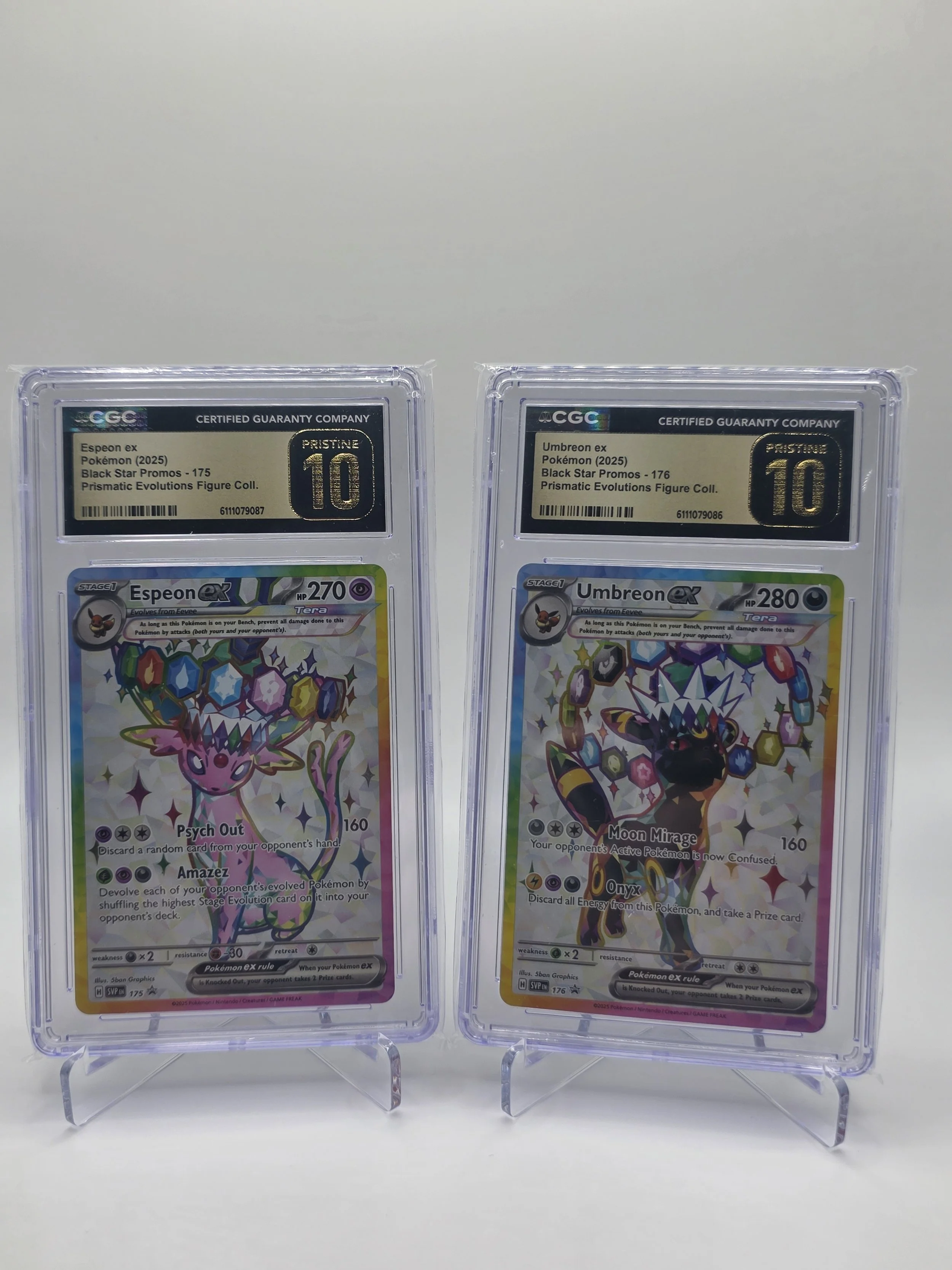Umbreon 176 & espeon 175 black star promos (sequential cgc 10 pristine)