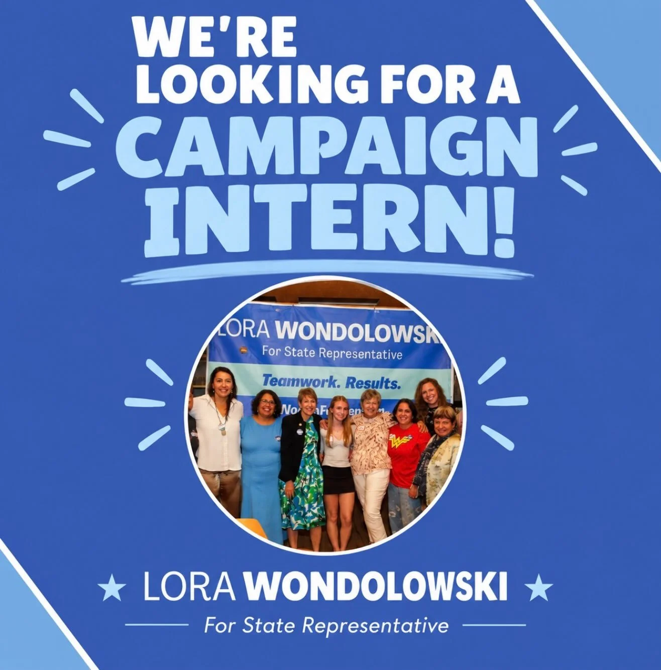 📣 We&rsquo;re looking for a Campaign Intern!

Team Wondo is seeking a intern to join us through Election Day, with a focus on communications and social media.

We&rsquo;re looking for someone who&rsquo;s creative, comfortable with social media and c