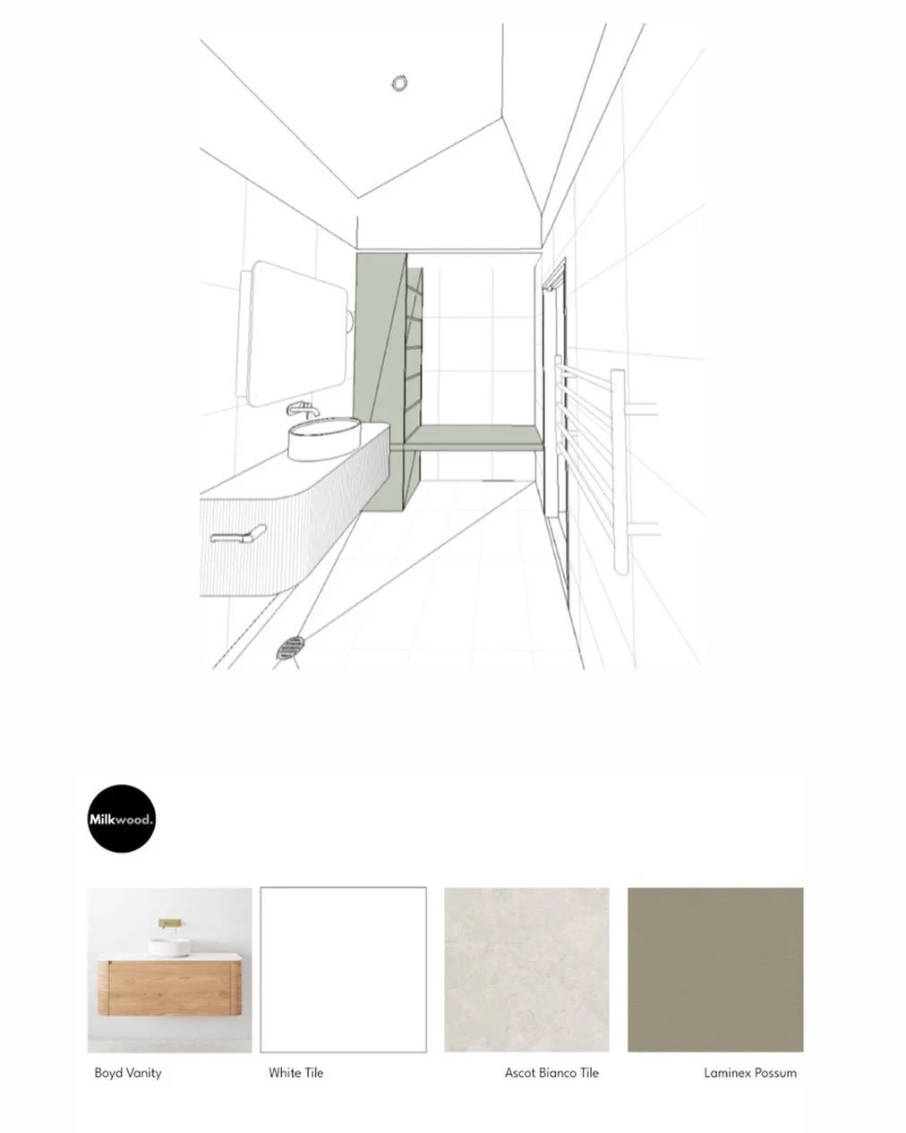 We&rsquo;re looking forward to seeing the joinery arrive on site this week for Baroona house. We&rsquo;ve used mix of fresh neutrals and earthy forest tones for kitchen, ensuite and laundry.
